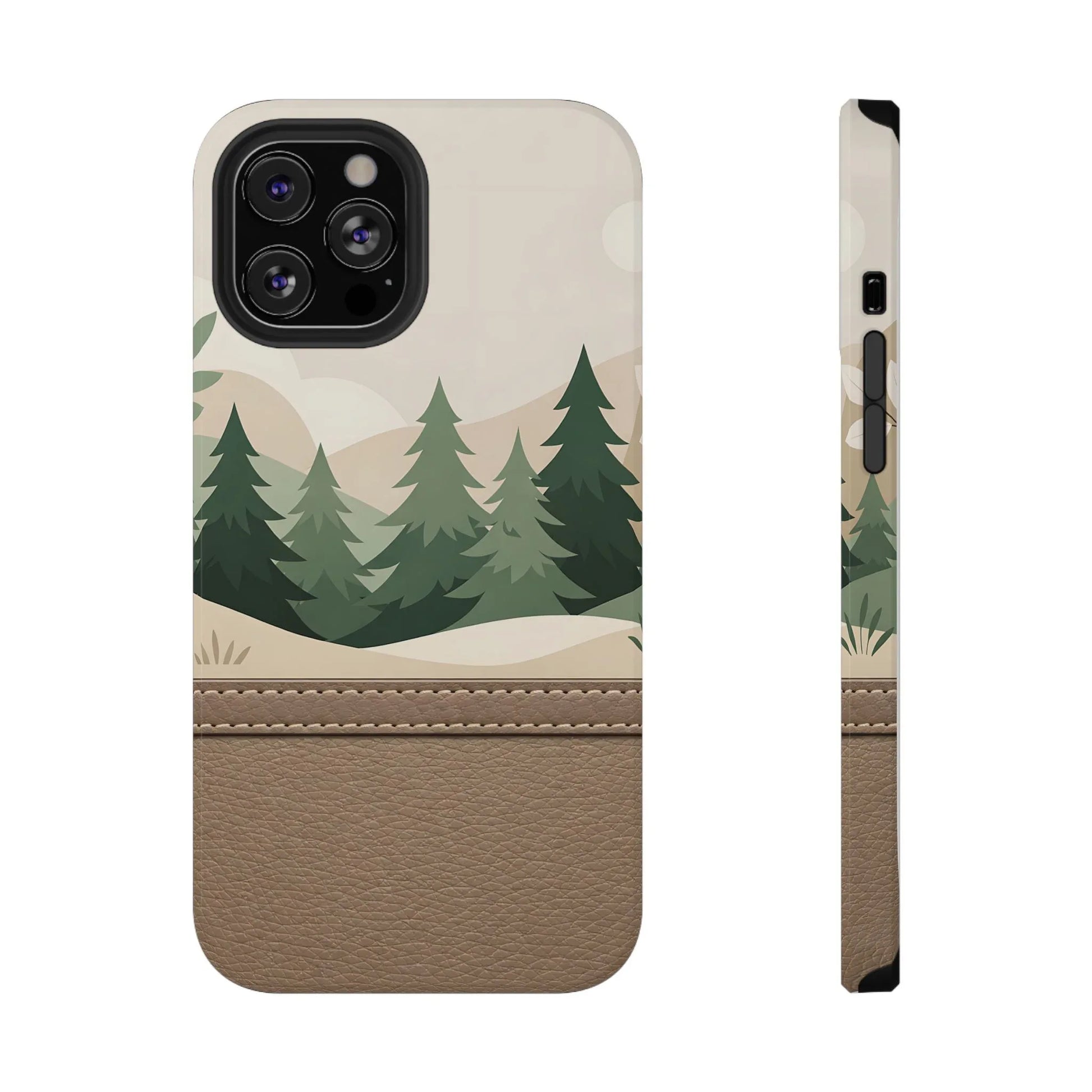 Forest Leather Phone Case for iPhone 11-17 and Galaxy S21-S25 - KARARMDESIGN