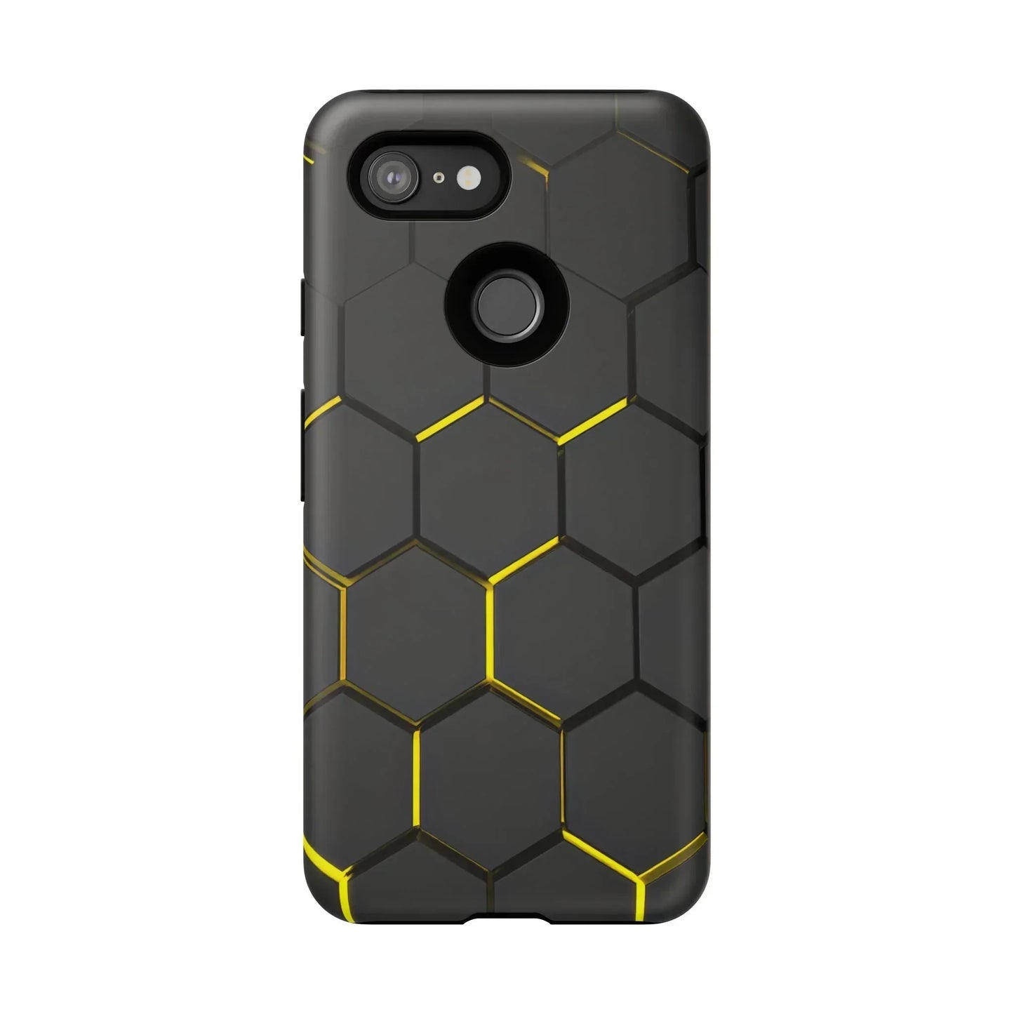 Black and Yellow Hexagon Geometric Tough Phone Case for Galaxy and Pixel - KarArmDesign