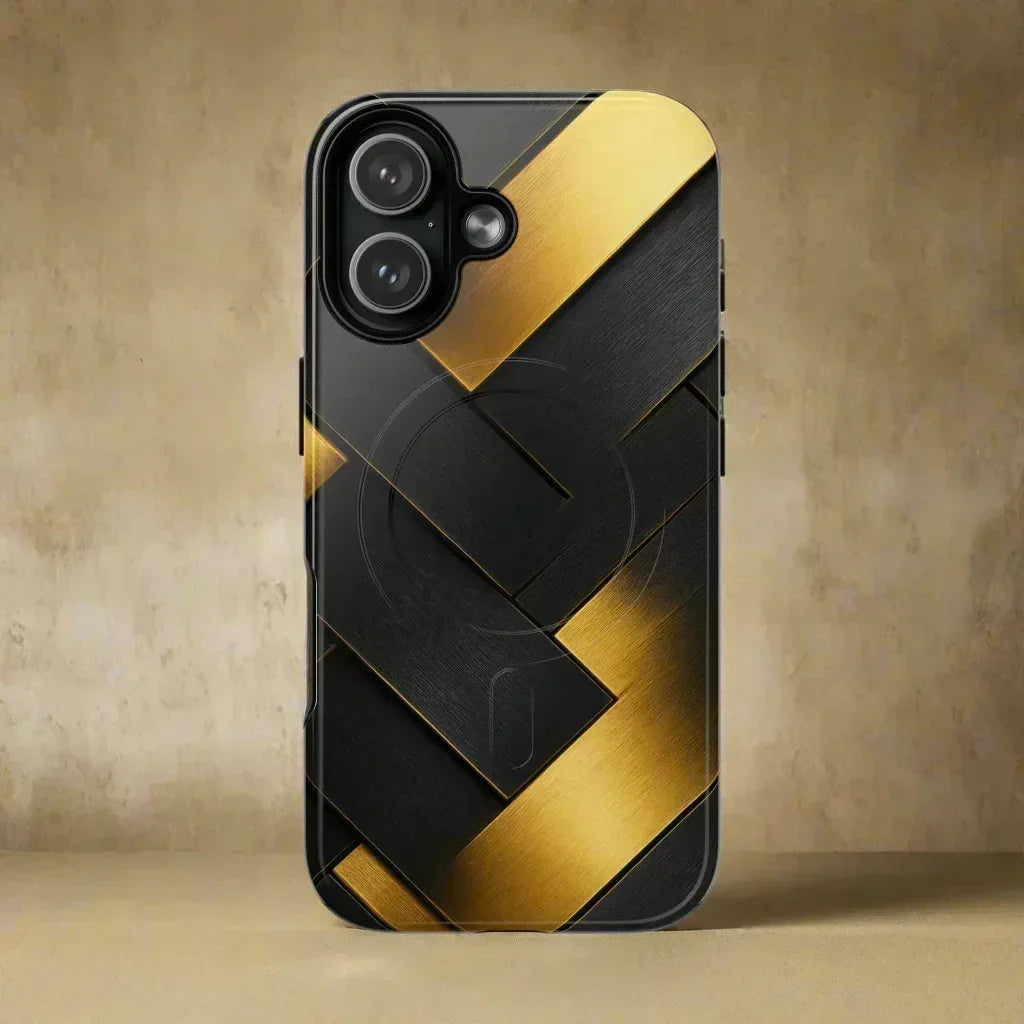 Golden Grid Phone Case for iPhone 17 Air, Pro, Pro Max - KARARMDESIGN