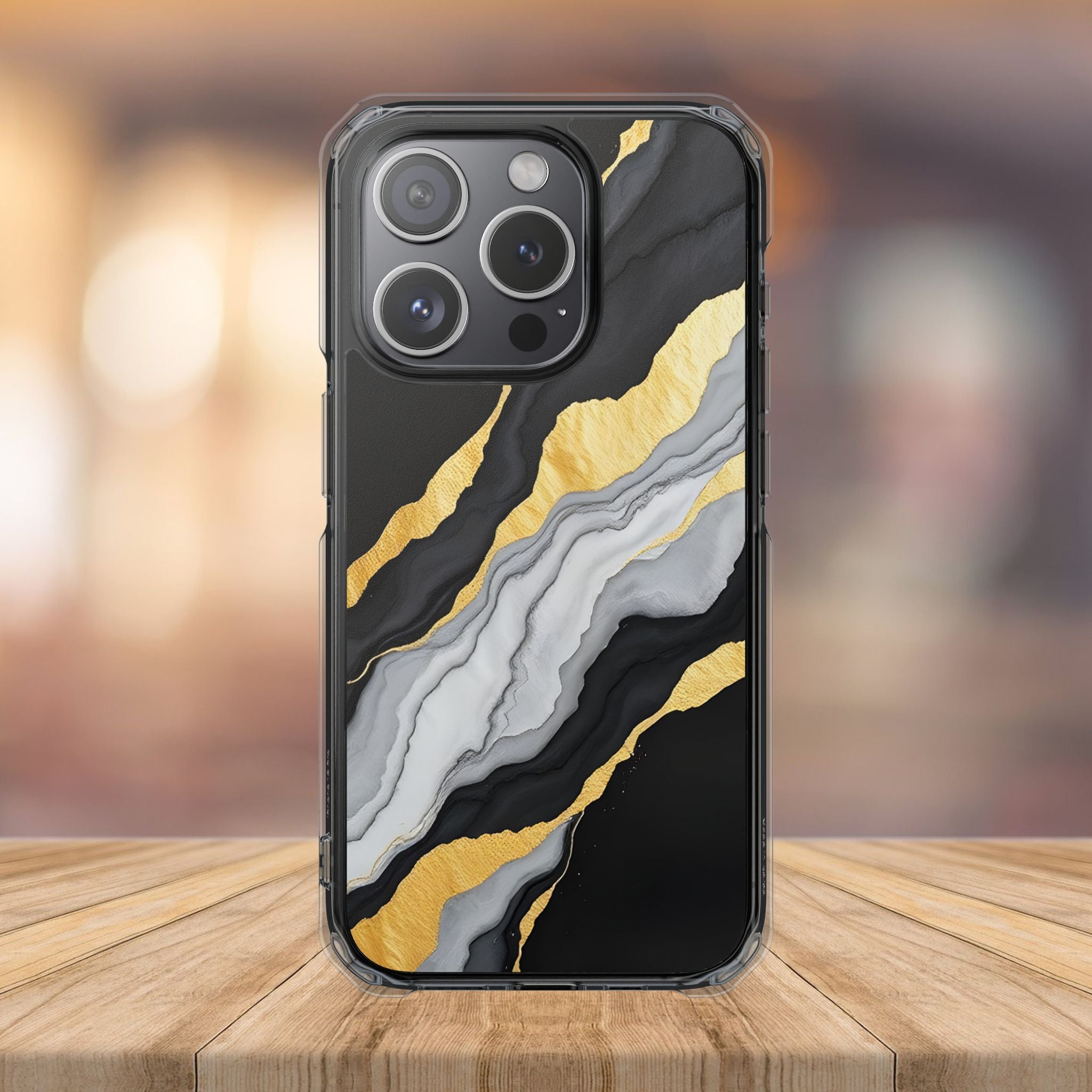 Luxury Black and Gold Marble Magnetic Phone Case for iPhone 14-17