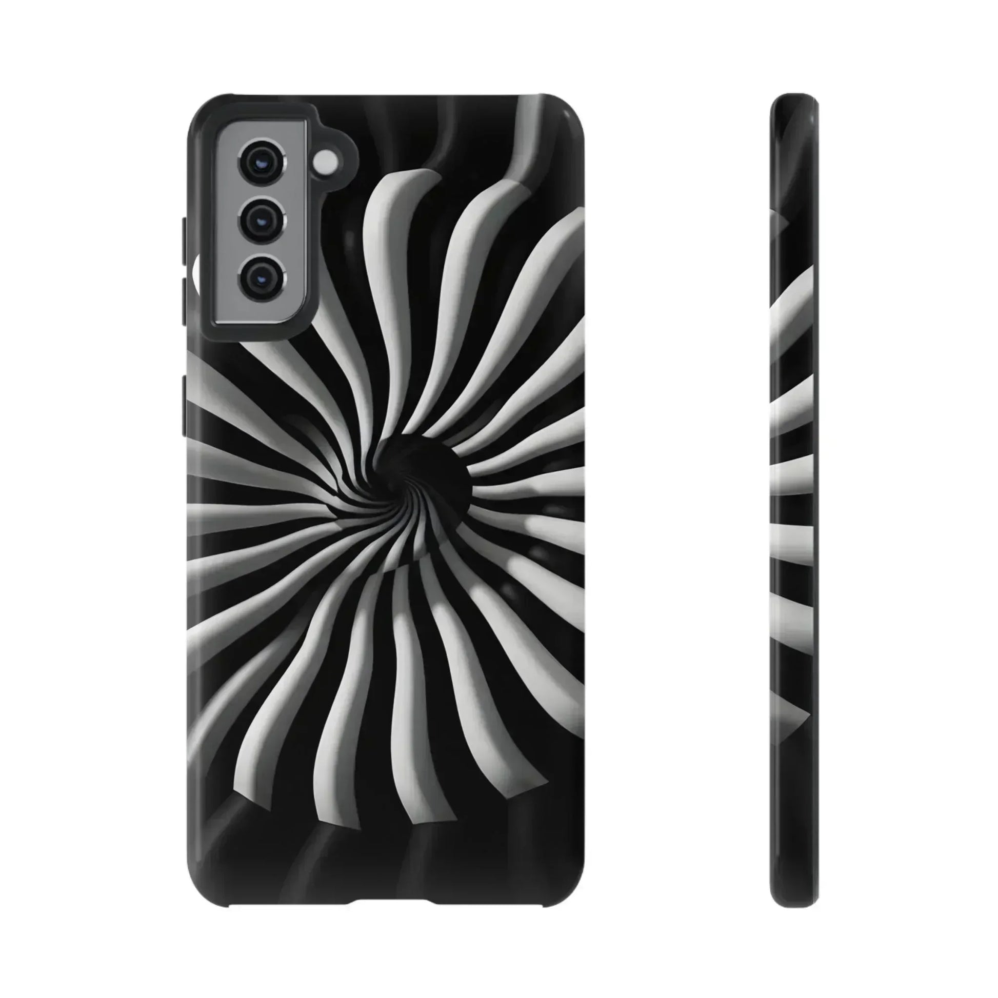 Hypnotic Black and White Spiral Phone Case for iPhone & Galaxy - KARARMDESIGN