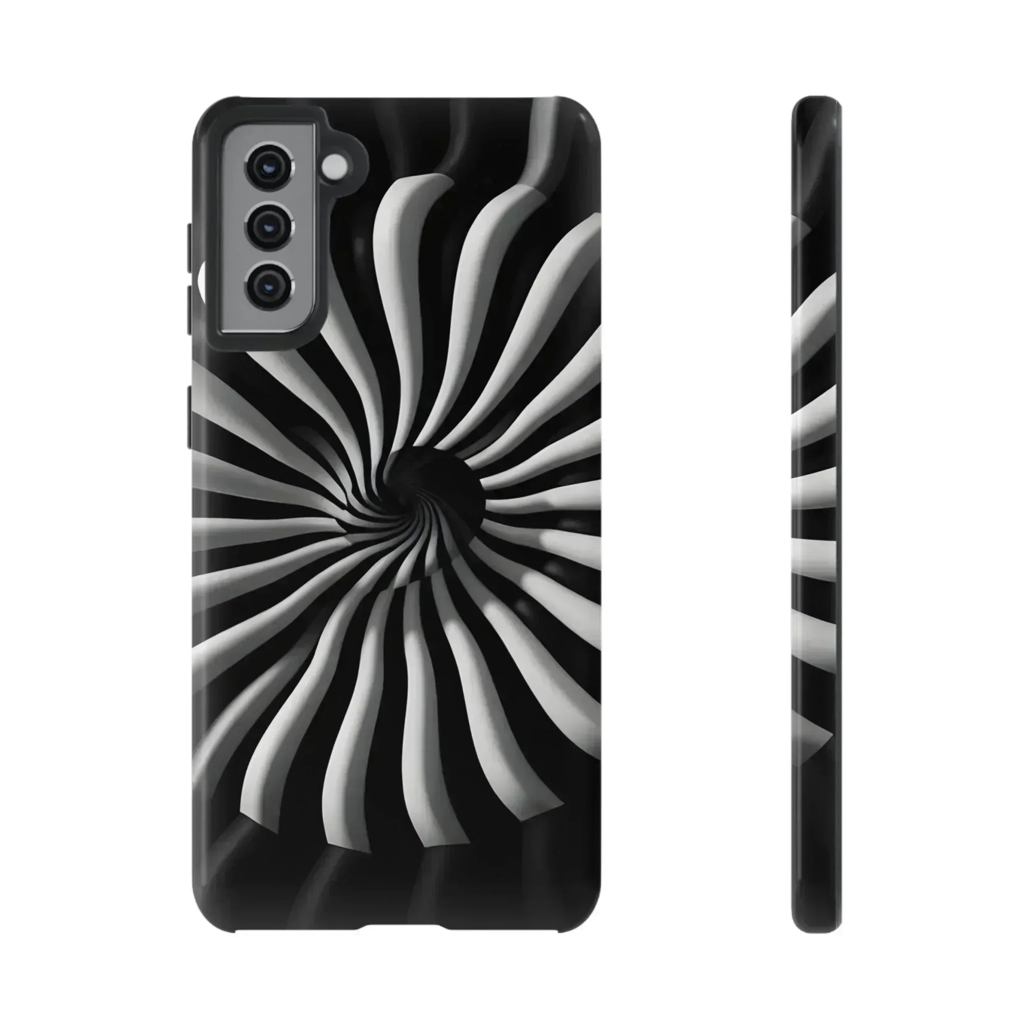 Hypnotic Black and White Spiral Phone Case for iPhone & Galaxy - KARARMDESIGN