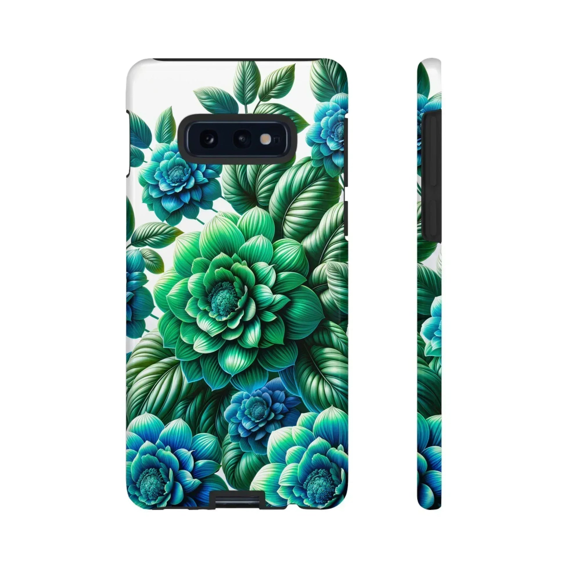 Green and Blue Floral Phone Case for Galaxy S10-S25 - KARARMDESIGN