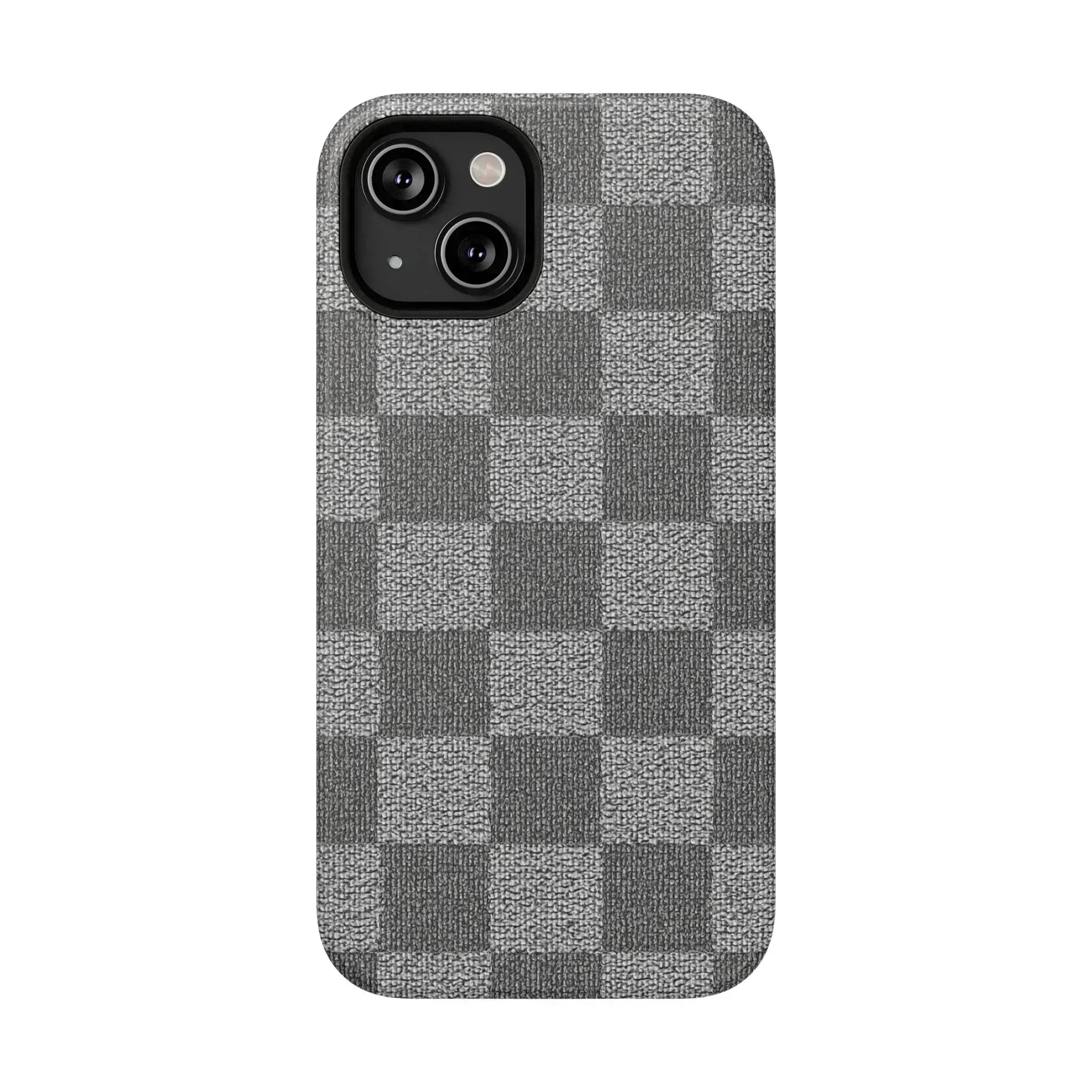 Gray Checkered Phone Case for iPhone 12-16 and Galaxy S21-S22 - KARARMDESIGN