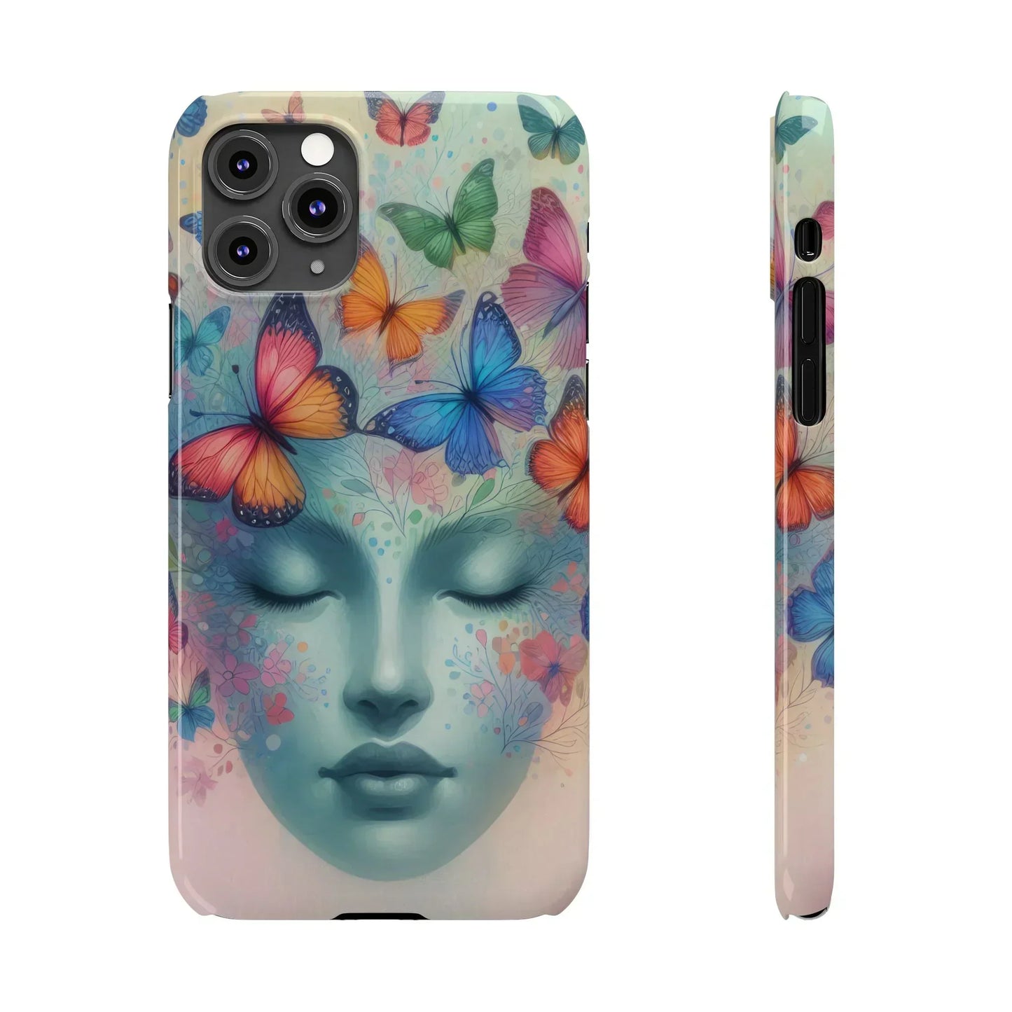Butterfly Bloom Dreamy Woman with Closed Eyes Tough Phone Case for iPhone - KarArmDesign