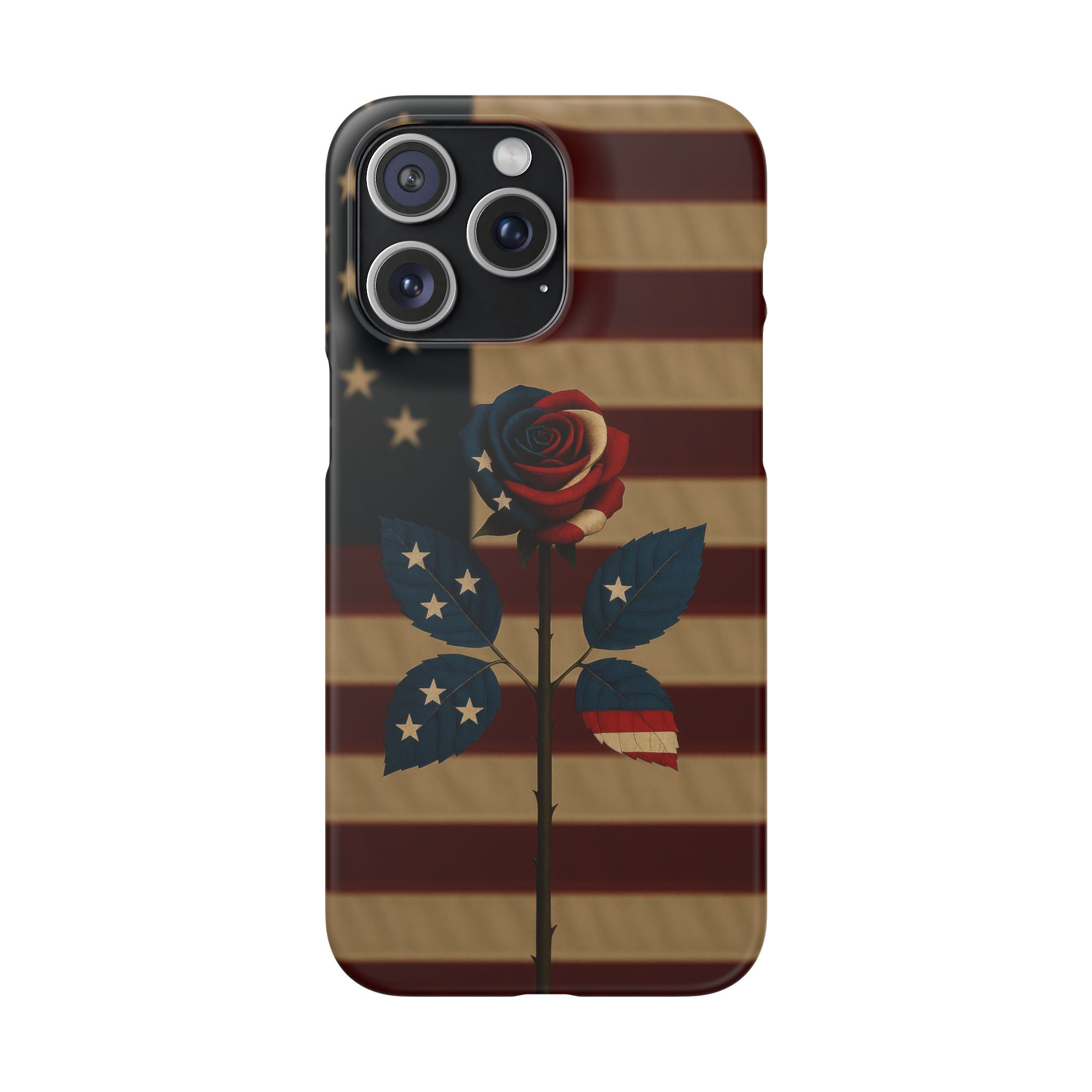 American Rose Flag Phone Case for iPhone 8-17 and Galaxy S20-S26