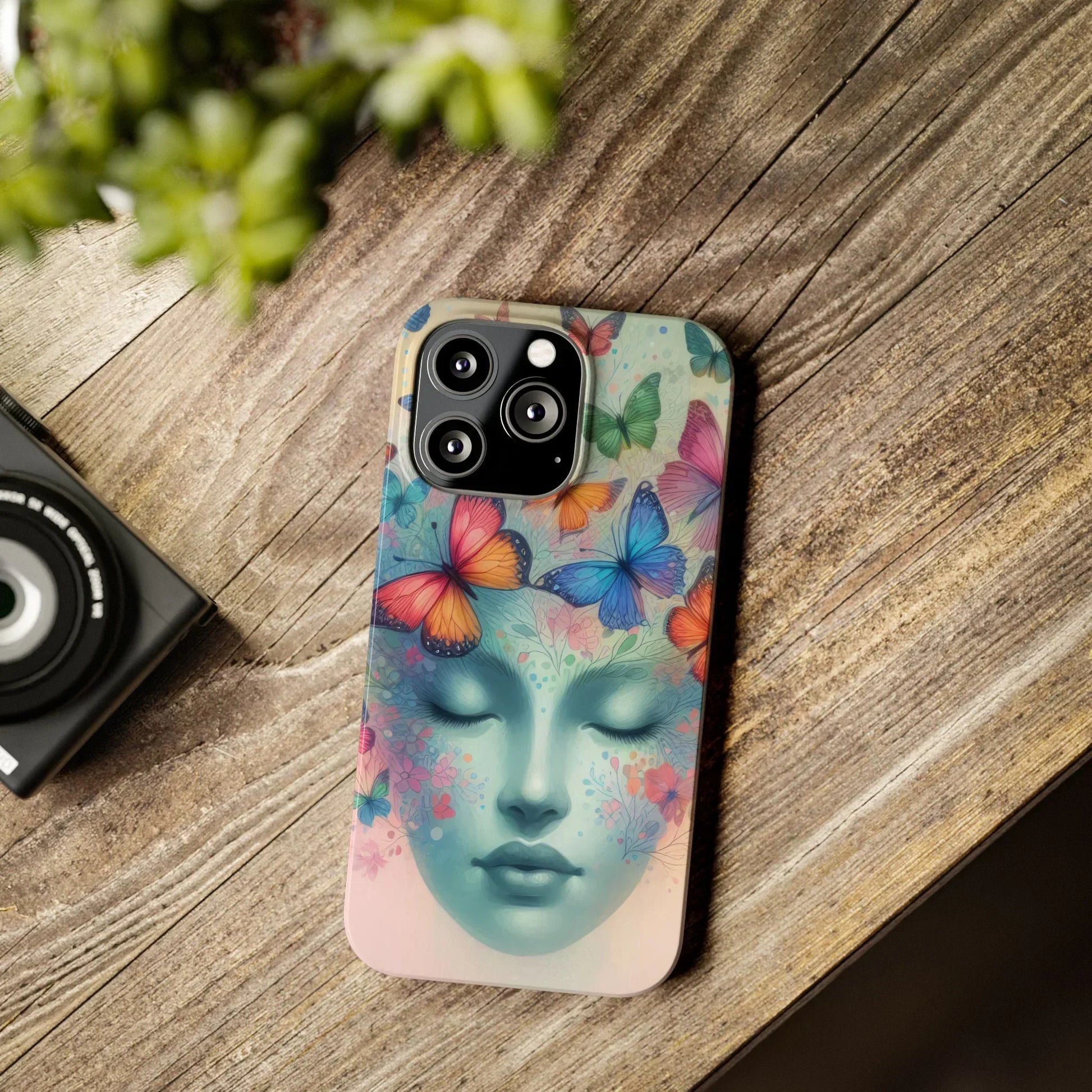 Butterfly Bloom Dreamy Woman with Closed Eyes Tough Phone Case for iPhone - KarArmDesign