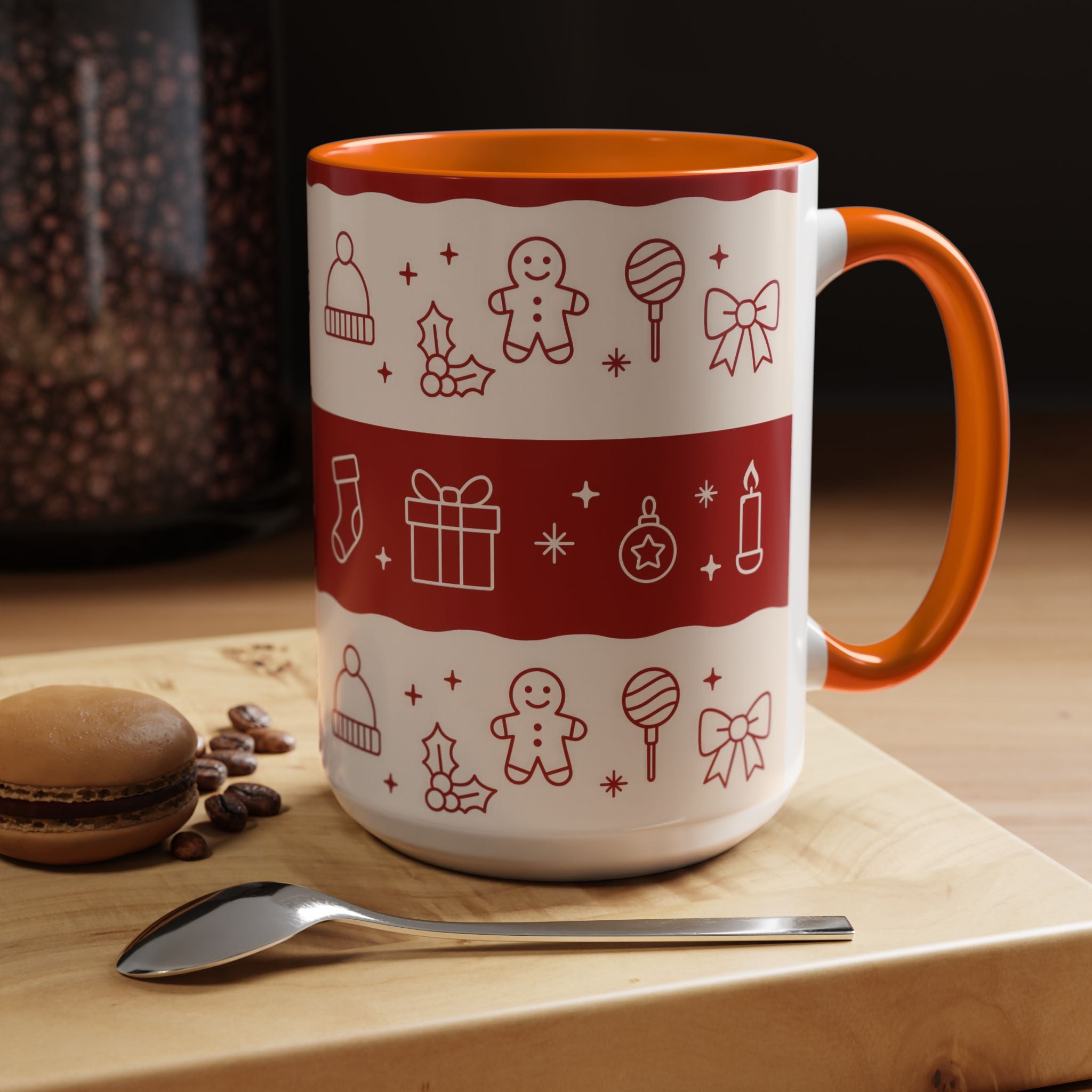 Holiday Cheer Icons Mug - Accent Coffee Mug (11, 15oz)