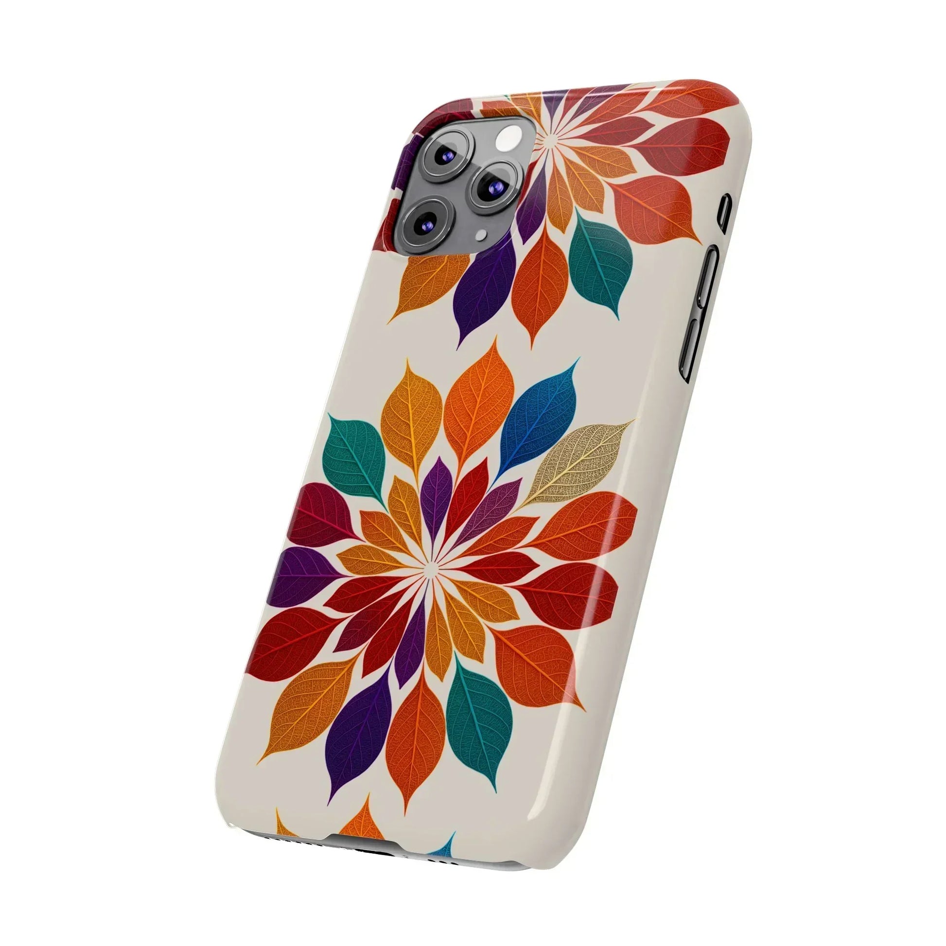 Leaf Mandala Botanical Burst Design Slim Phone Case for iPhone 7-16 Models - KarArmDesign