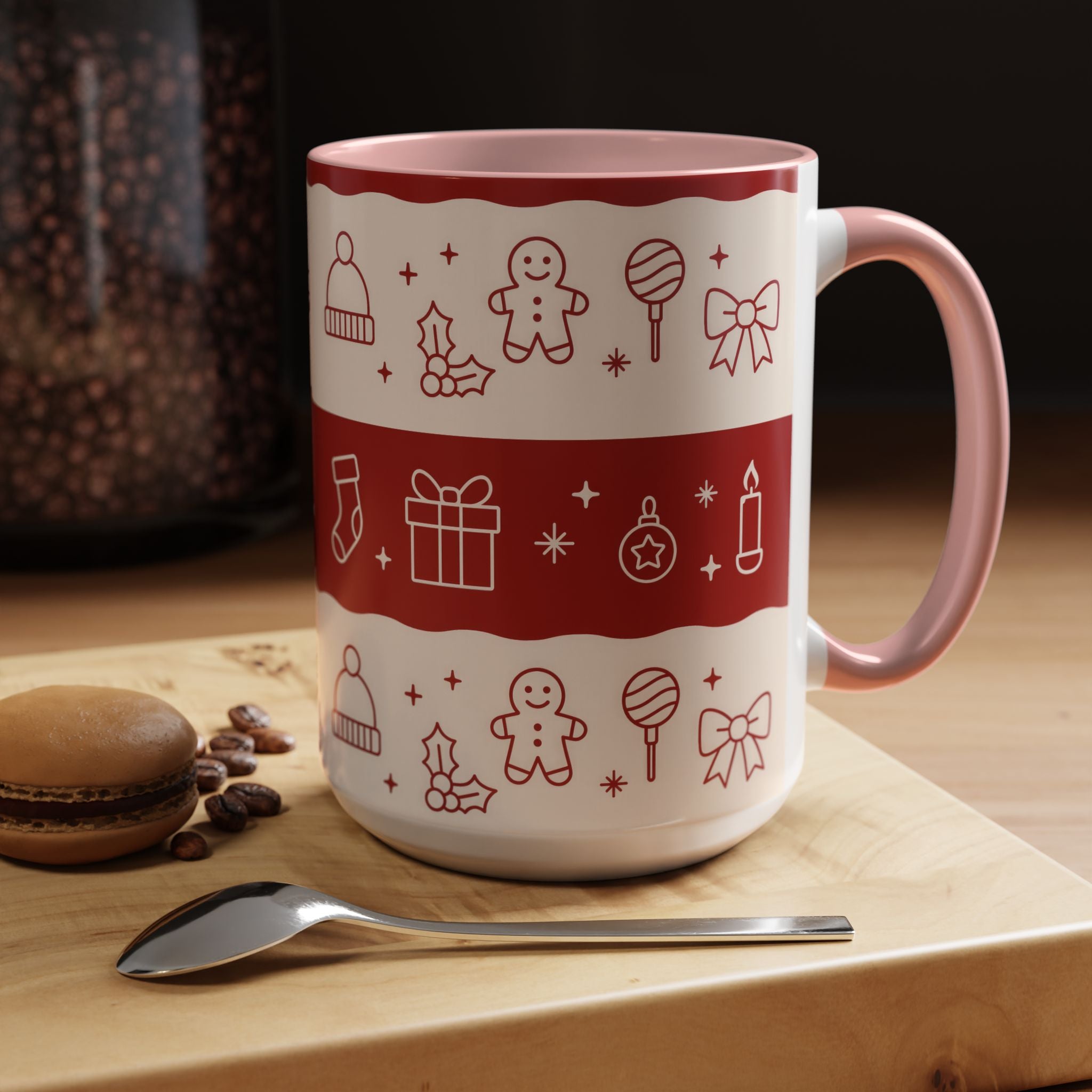 Holiday Cheer Icons Mug - Accent Coffee Mug (11, 15oz)