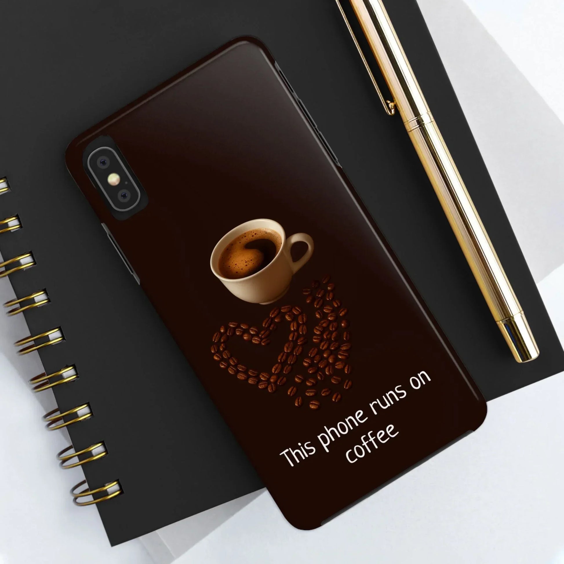 This Phone Runs On Coffee Quote Phone Case for iPhone and Galaxy - KarArmDesign
