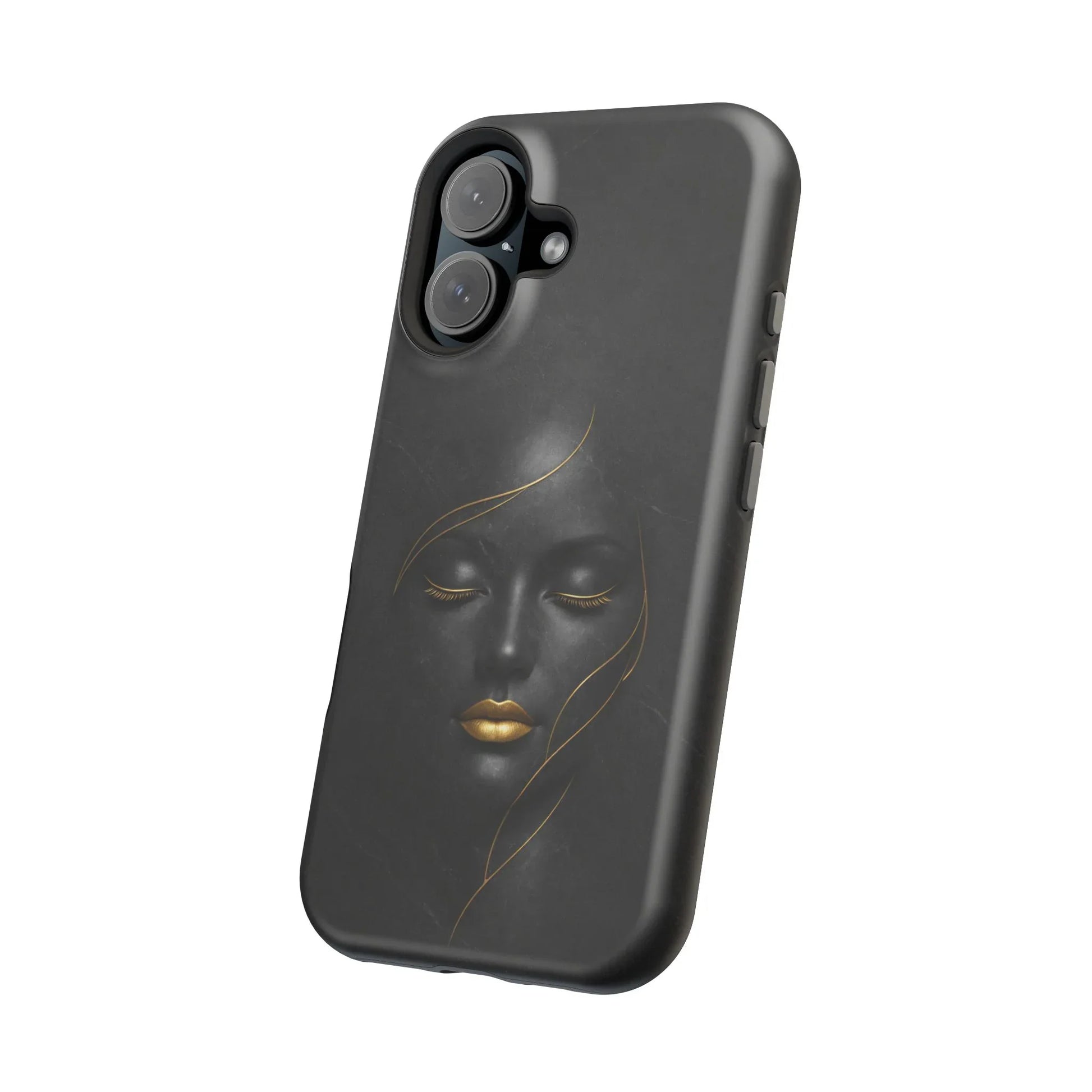 Black Gold Face Phone Case for iPhone 13-17 - KARARMDESIGN