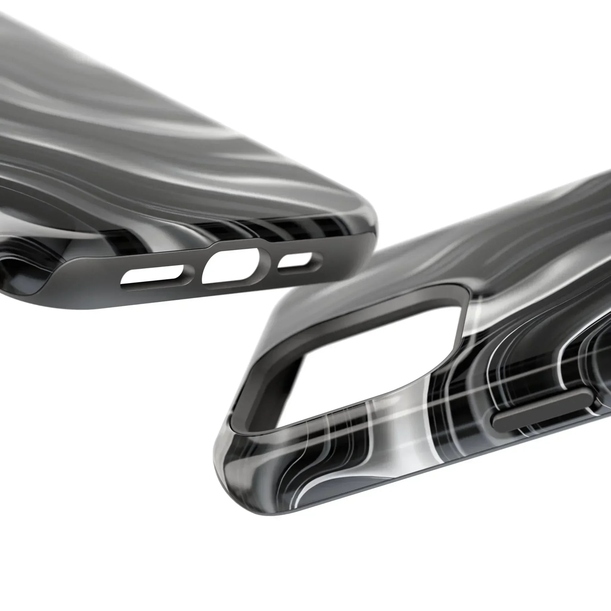 Wavy Illusion Black & Silver MagSafe® Tough Phone Case - KarArmDesign