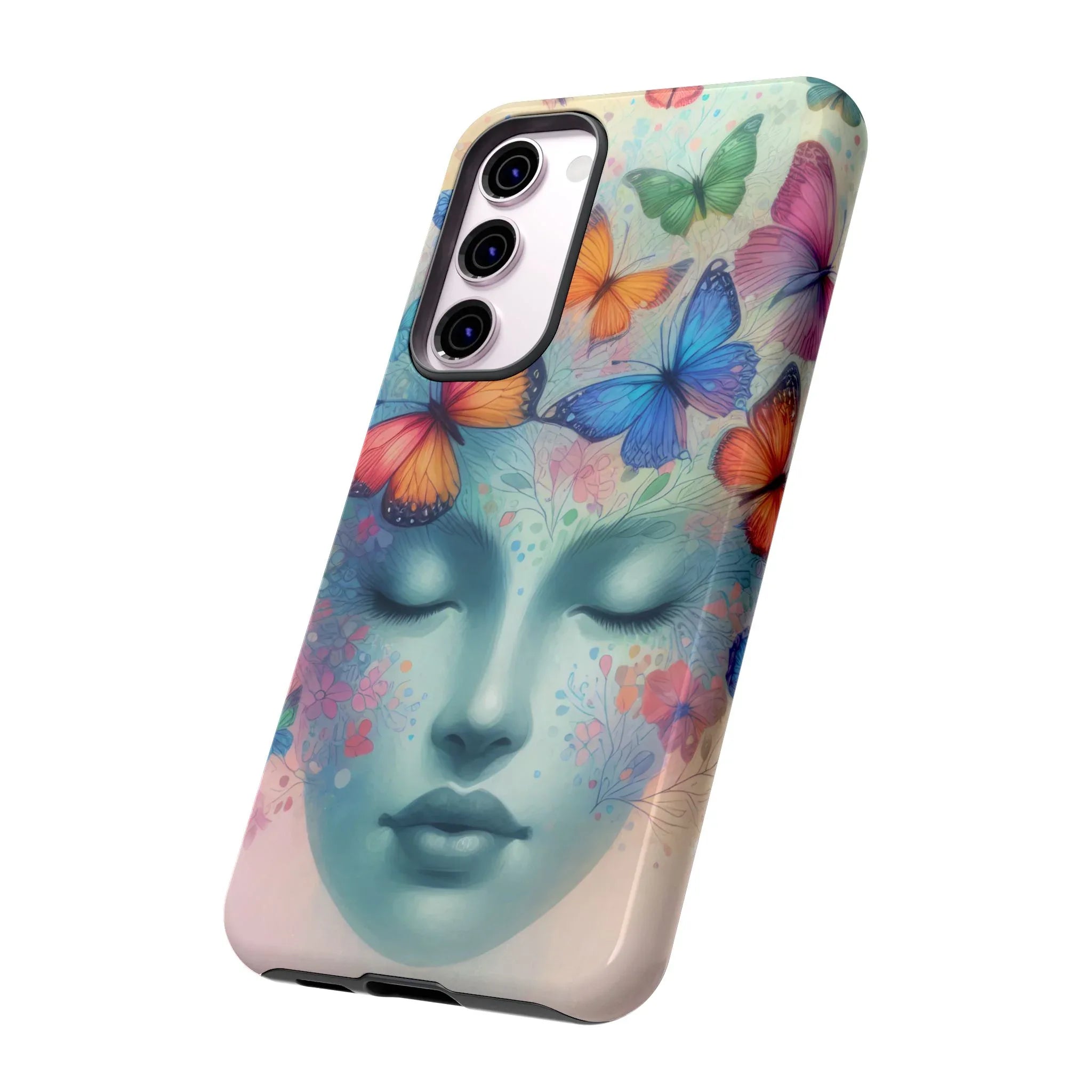Butterfly Bloom Dreamy Woman Phone Case for Galaxy and Pixel - KARARMDESIGN