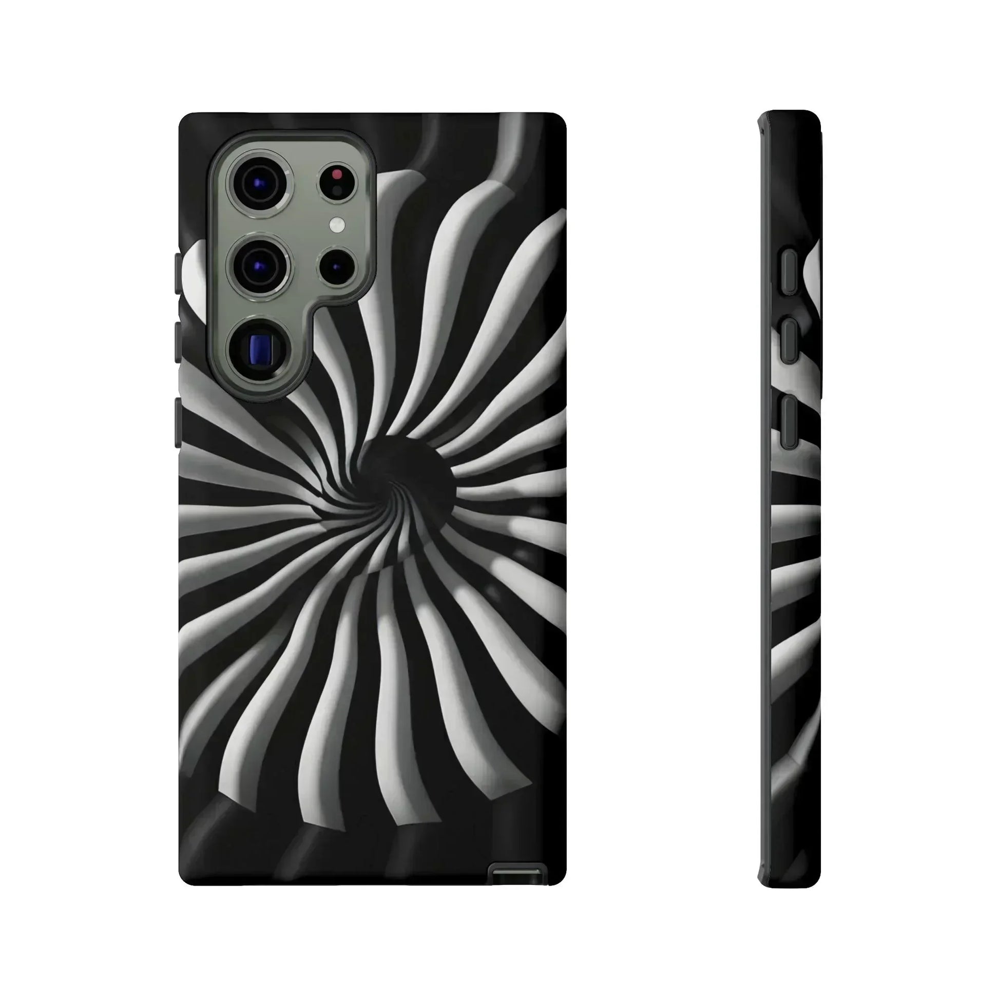 Hypnotic Black and White Spiral Phone Case for iPhone & Galaxy - KARARMDESIGN