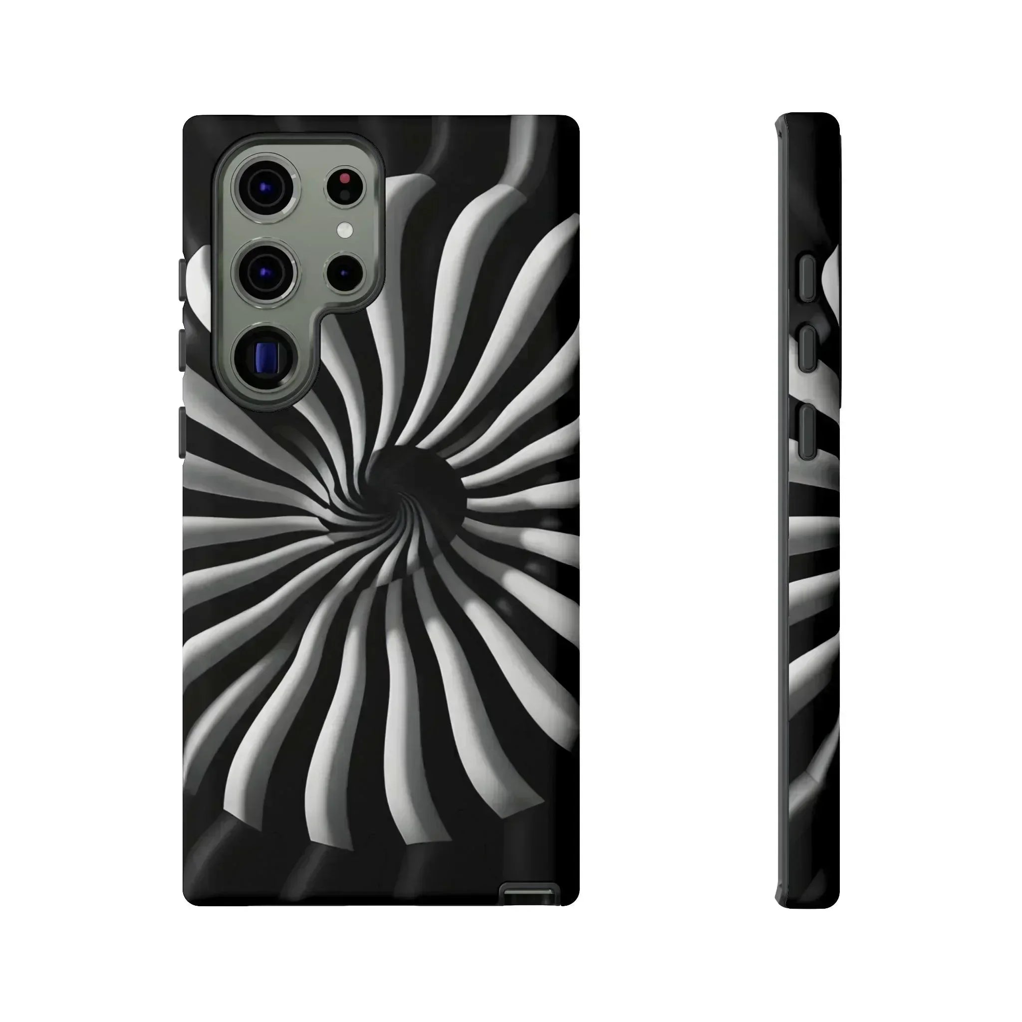 Hypnotic Black and White Spiral Phone Case for iPhone & Galaxy - KARARMDESIGN