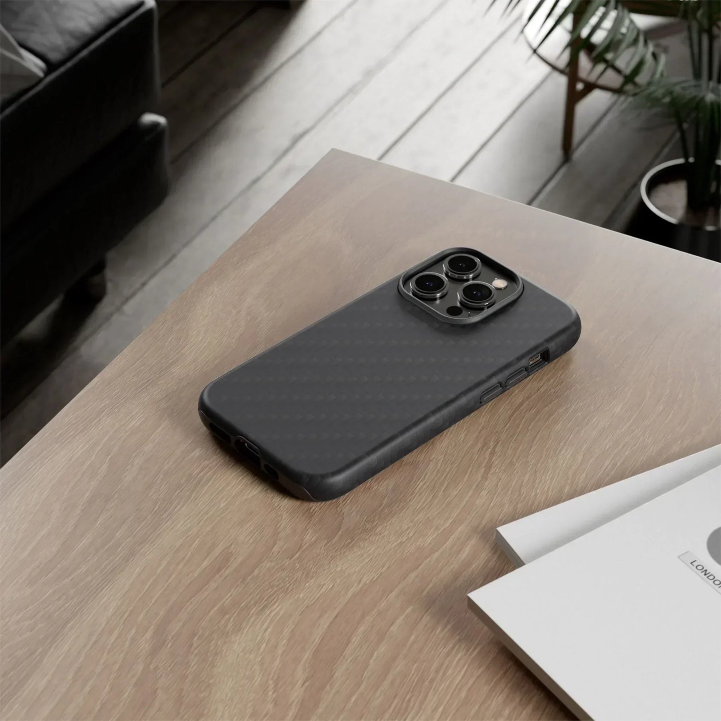 Black Carbon Phone Case Tough Case for iPhone 8-16 and Google Pixel up to 9 Models - KarArmDesign