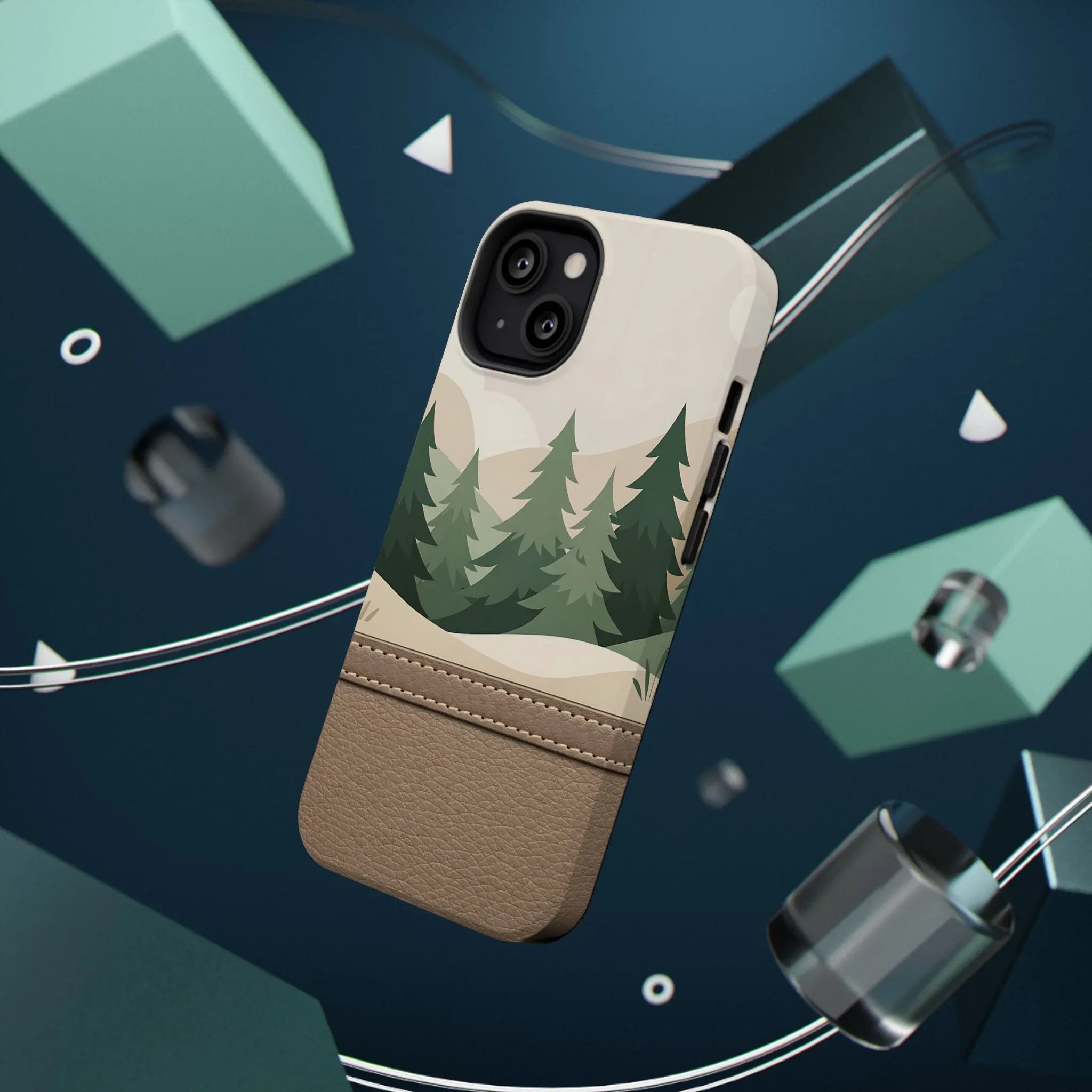 Forest Leather Phone Case for iPhone 11-17 and Galaxy S21-S25 - KARARMDESIGN