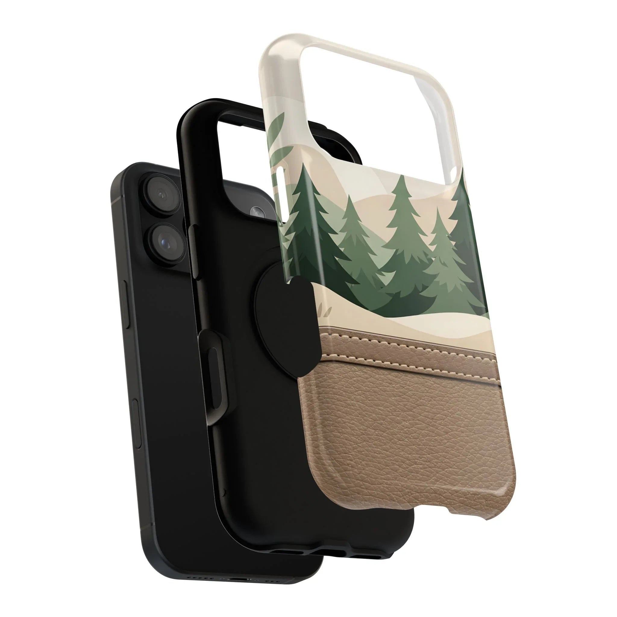 Forest Leather Phone Case for iPhone 11-17 and Galaxy S21-S25 - KARARMDESIGN