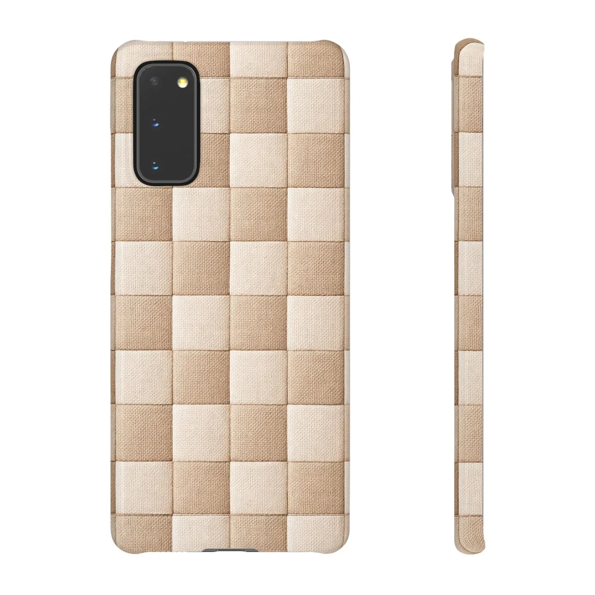 Beige Woven Phone Case for iPhone 11-17 and Galaxy S20-S25 - KARARMDESIGN