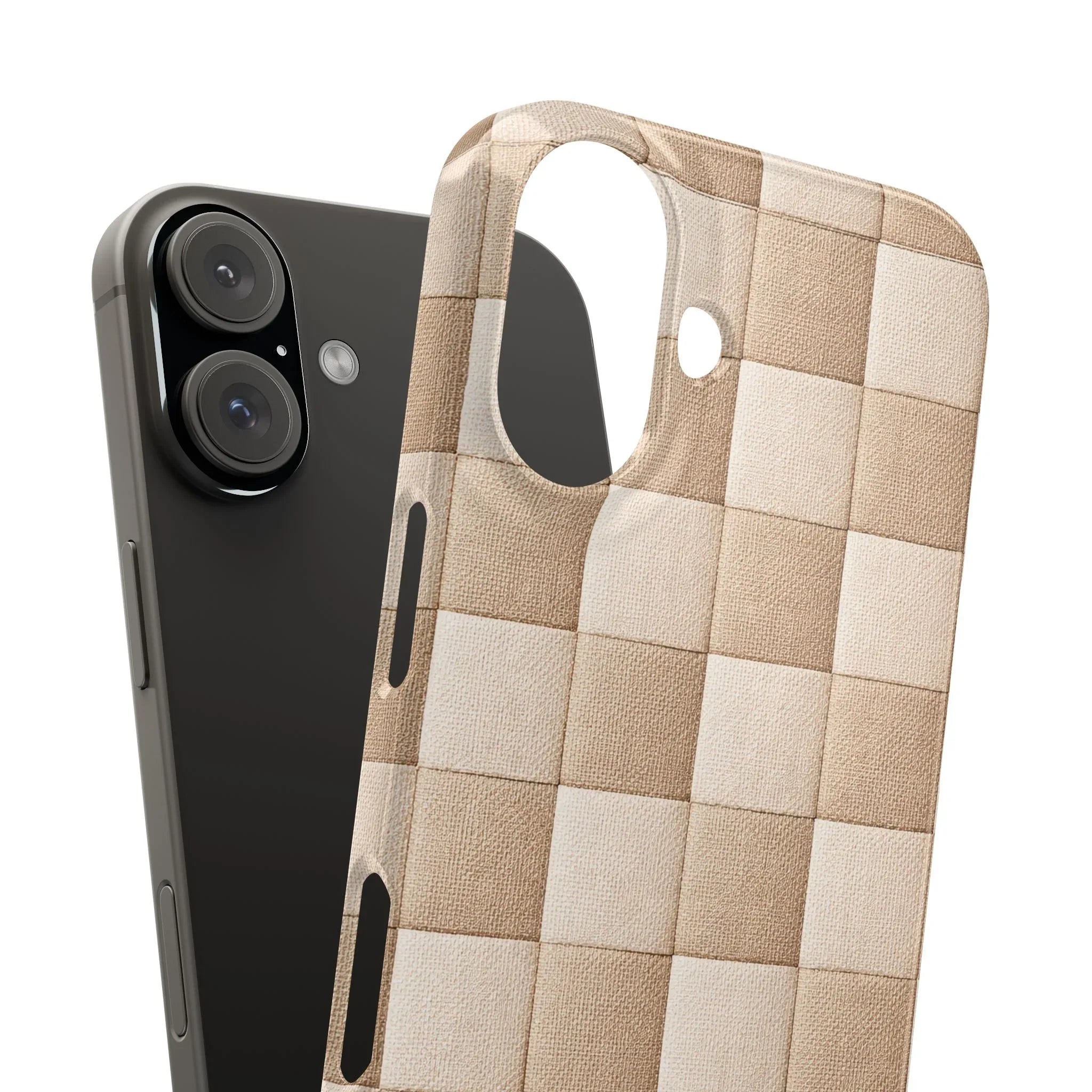 Beige Woven Phone Case for iPhone 11-17 and Galaxy S20-S25 - KARARMDESIGN