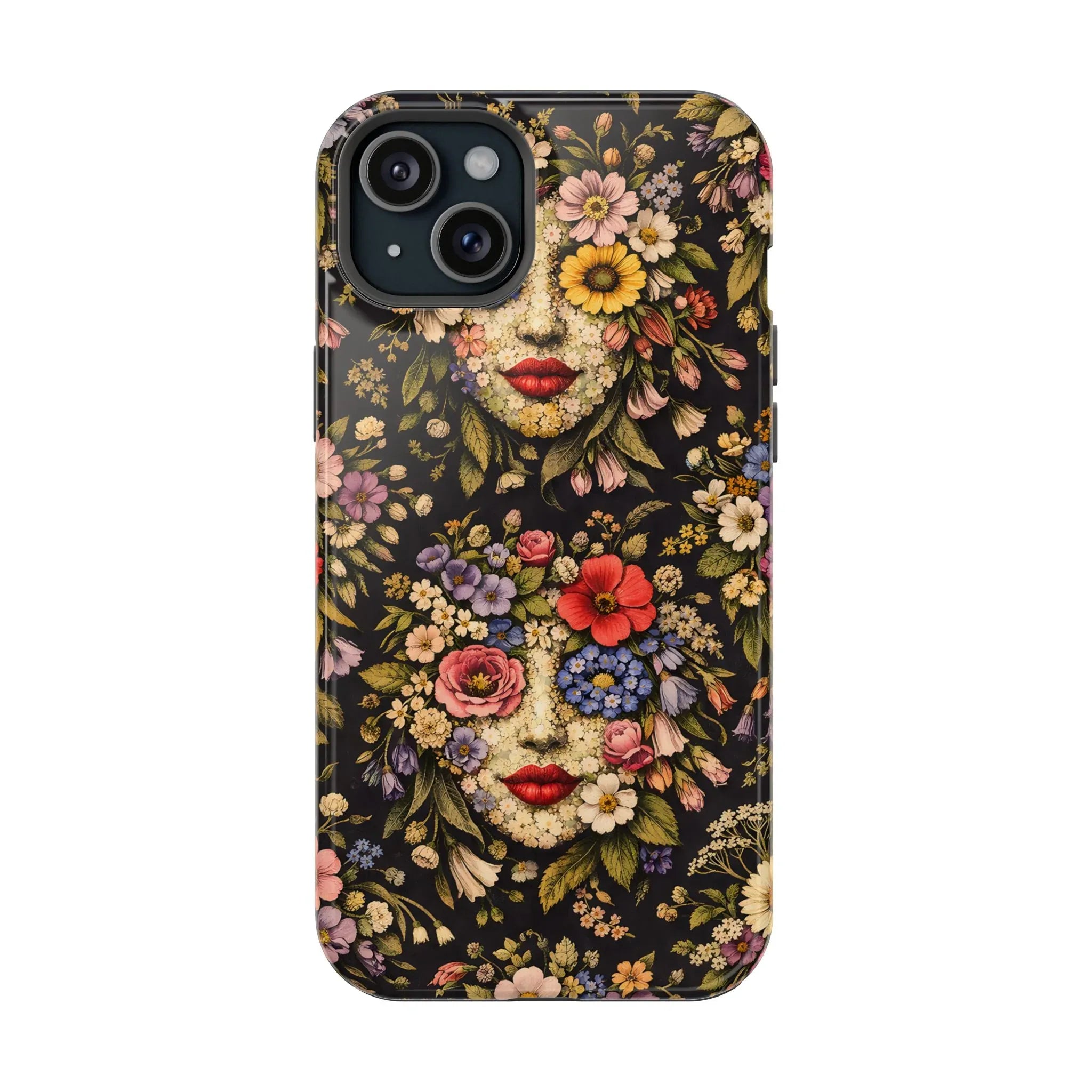 Vintage Flower Face Phone Case for iPhone 13-17 - KARARMDESIGN