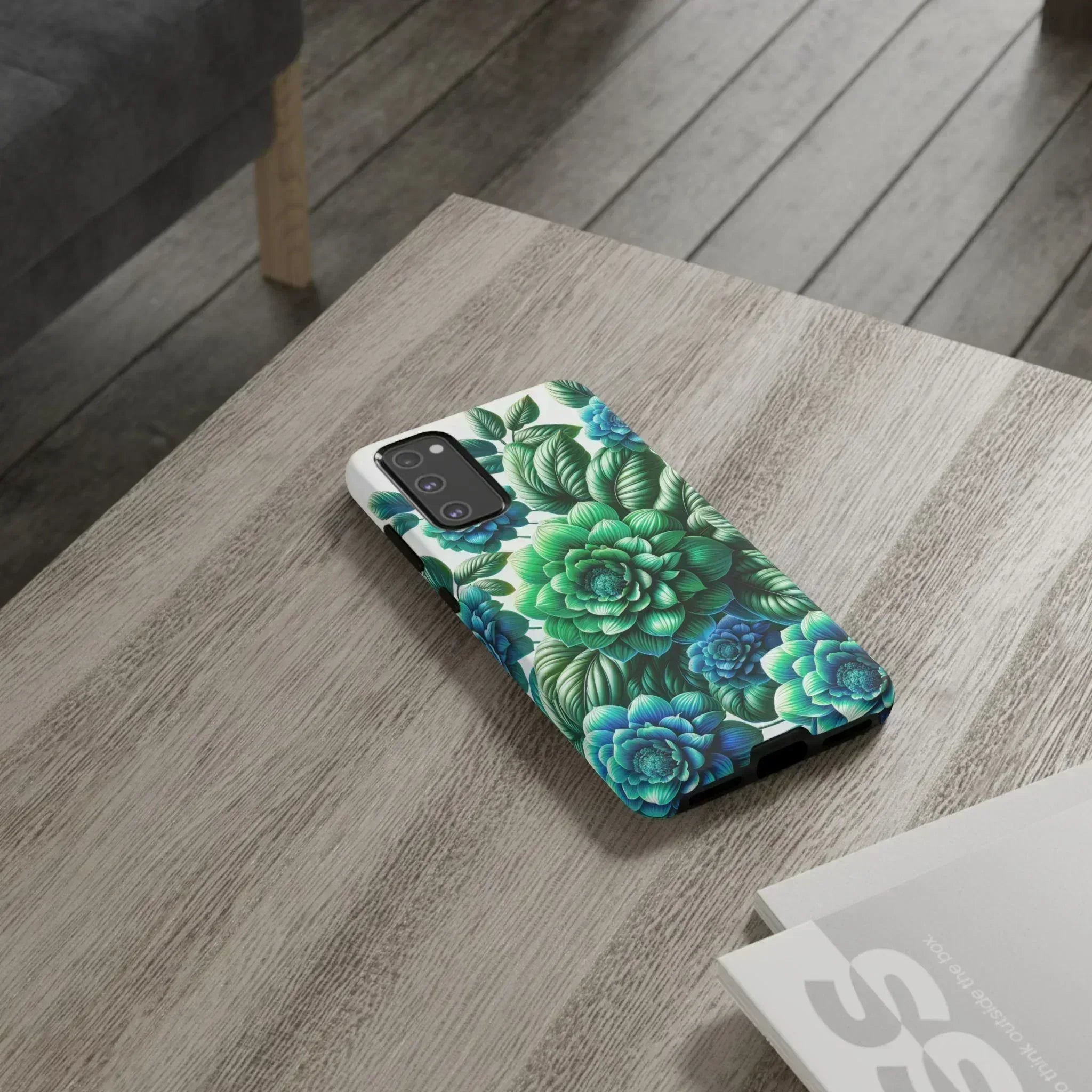 Green and Blue Floral Phone Case for Galaxy S10-S25 - KARARMDESIGN