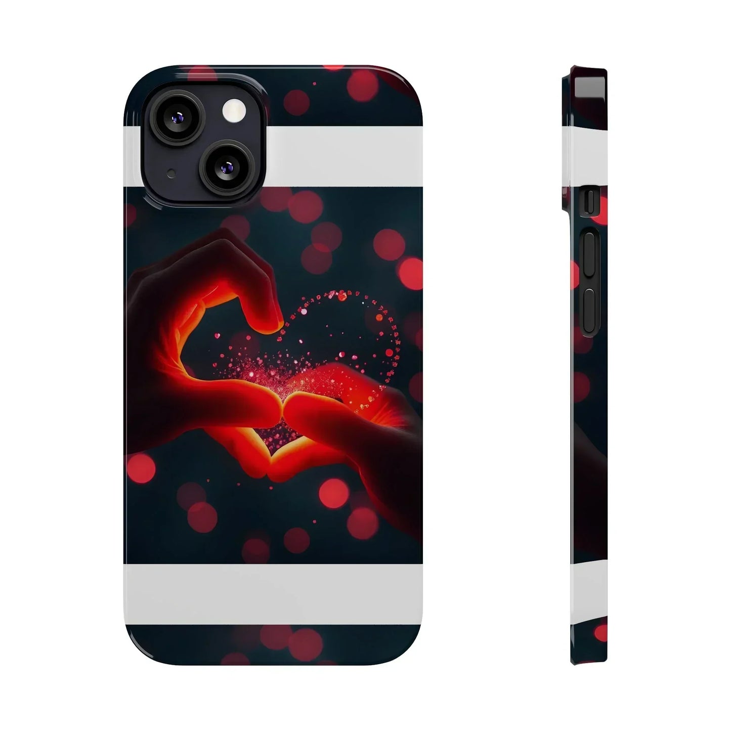 "Heart Hands Glow" Phone Case for iPhone 7 to 16 Series Models - KarArmDesign