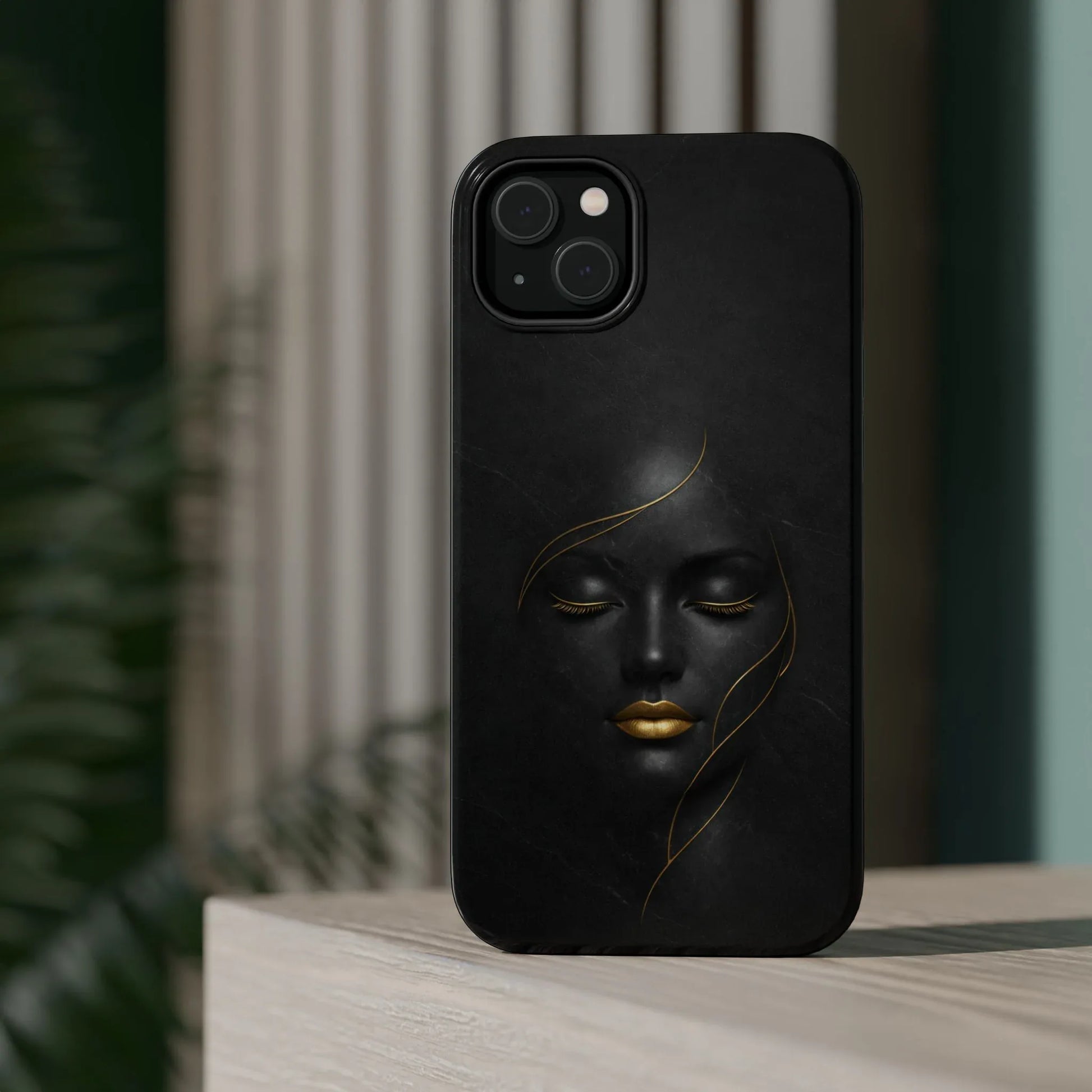 Black Gold Face Phone Case for iPhone 13-17 - KARARMDESIGN