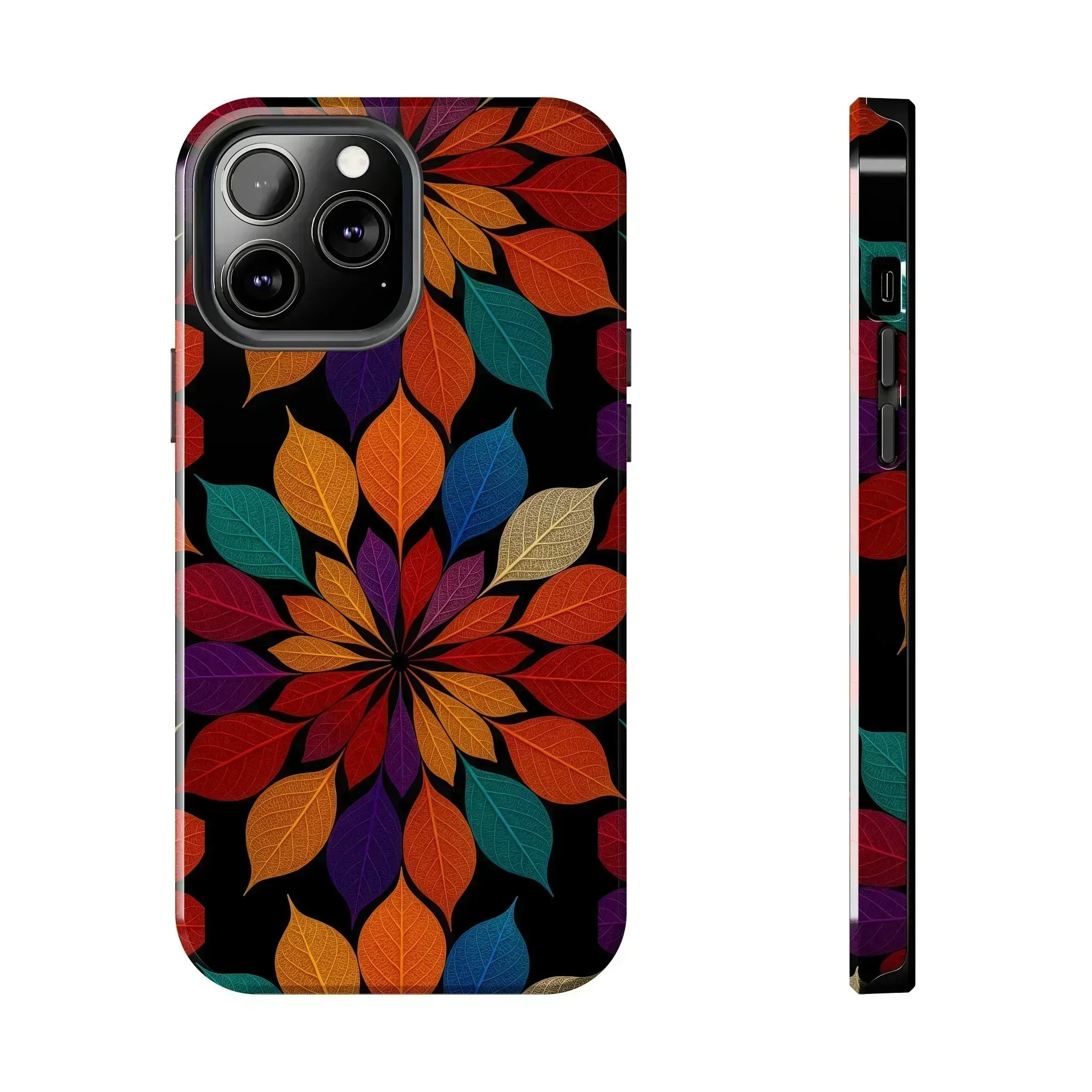 Leaf Mandala Phone Case for iPhone 11-16 and Galaxy S21-S24 - KARARMDESIGN