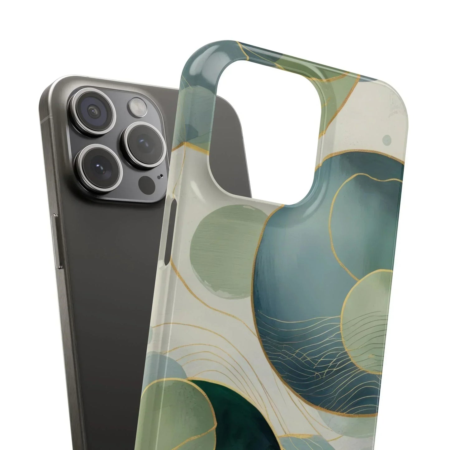 Abstract Teal Slim Phone Case for iPhone 12-16 Models - KarArmDesign