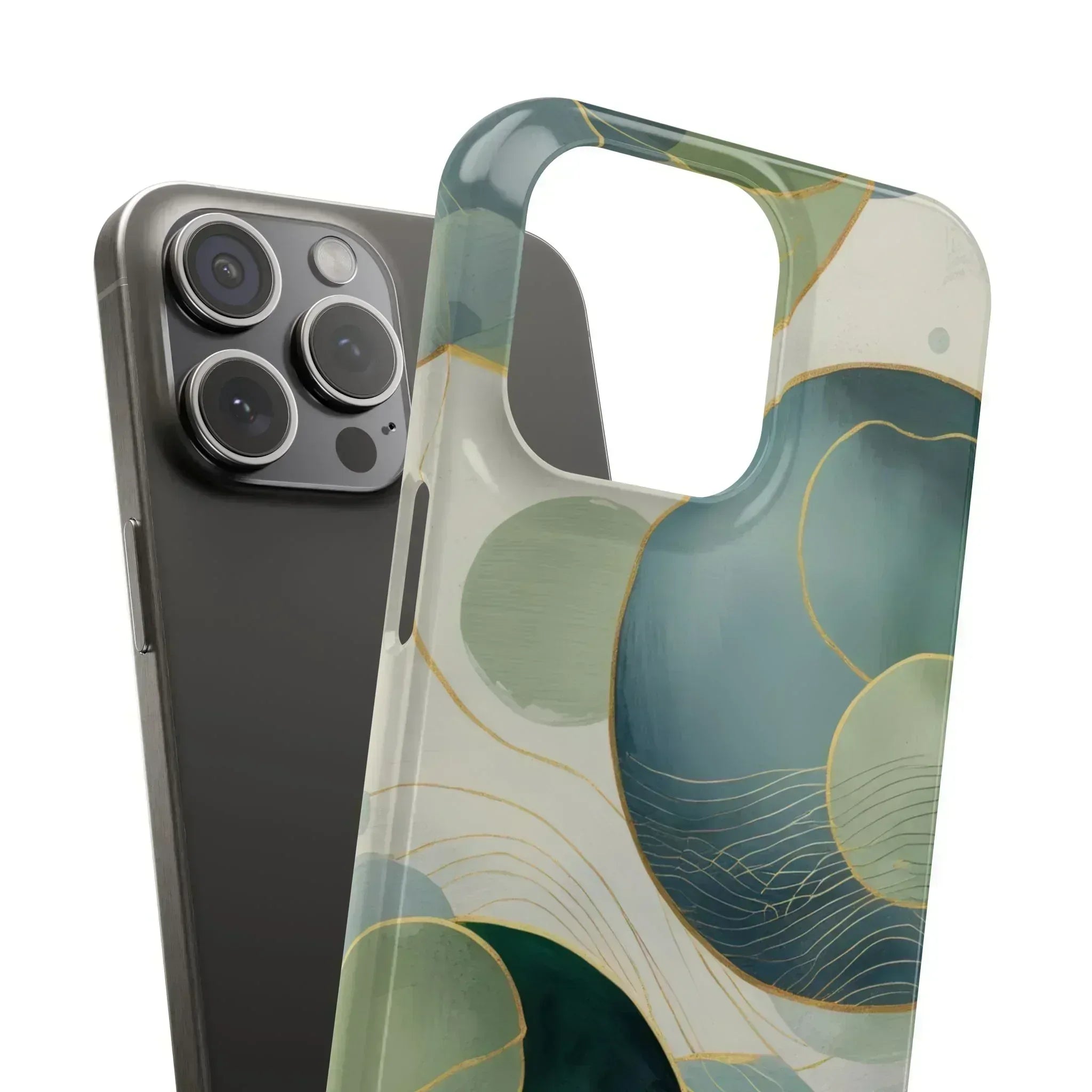 Abstract Teal Slim Phone Case for iPhone 12-16 - KARARMDESIGN