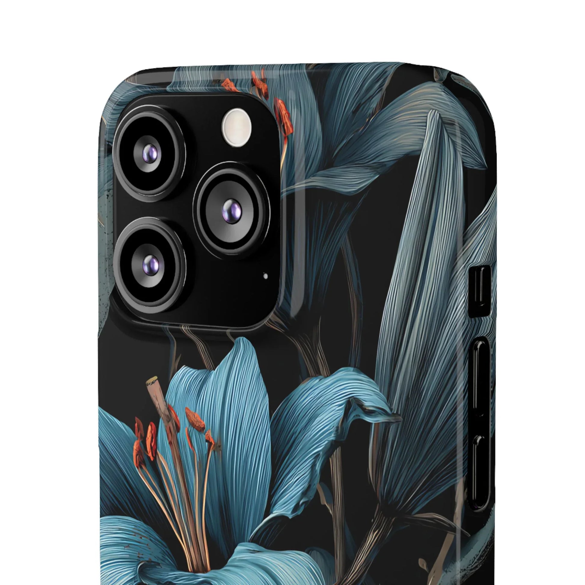 Blue Lily Floral Phone Case for iPhone 11-17 and Galaxy S20-S25 - KARARMDESIGN
