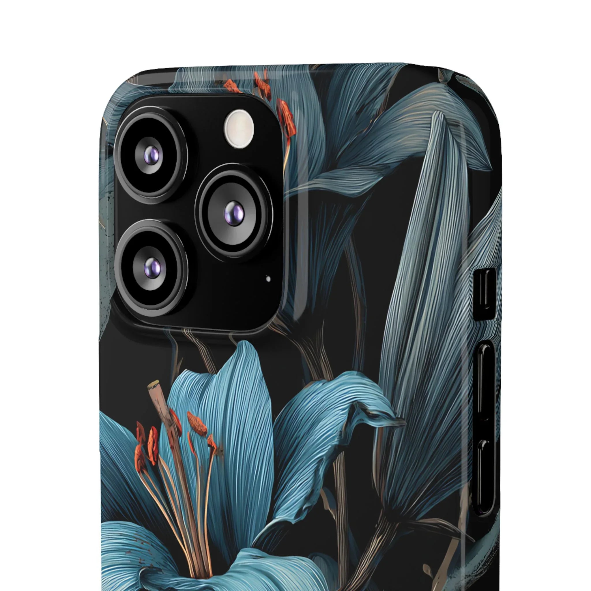 Blue Lily Floral Phone Case for iPhone 11-17 and Galaxy S20-S25 - KARARMDESIGN