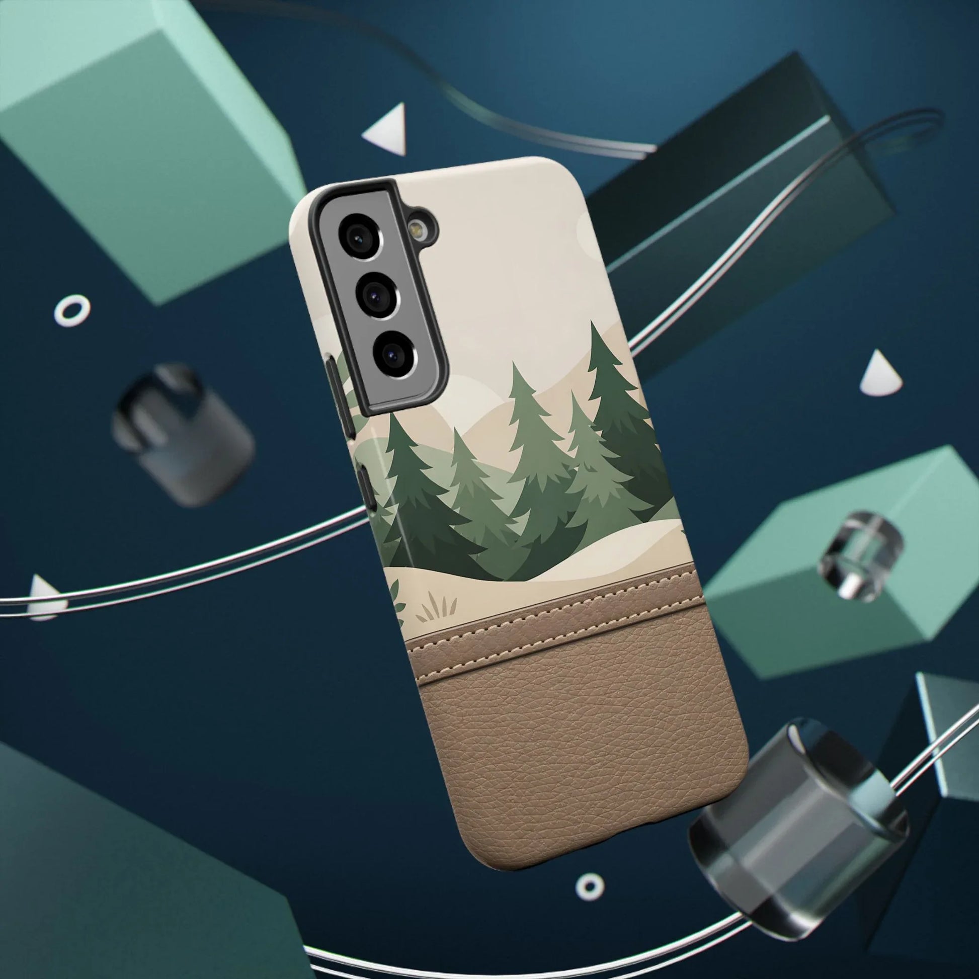 Forest Leather Phone Case for iPhone 11-17 and Galaxy S21-S25 - KARARMDESIGN