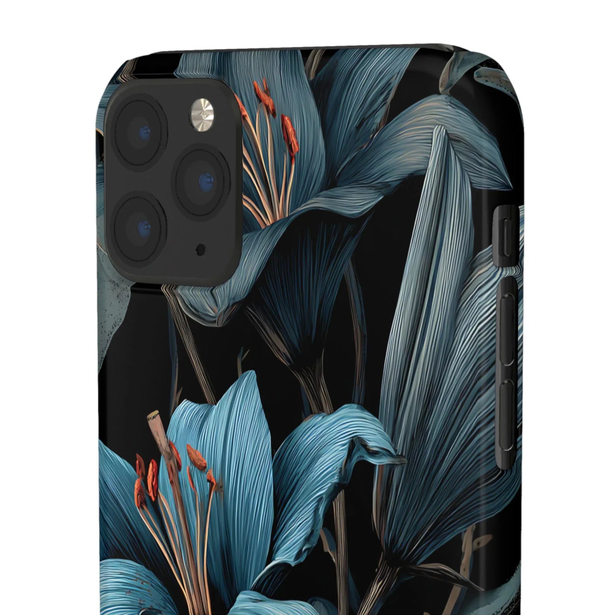 Blue Lily Floral Phone Case for iPhone 11-17 and Galaxy S20-S25 - KARARMDESIGN