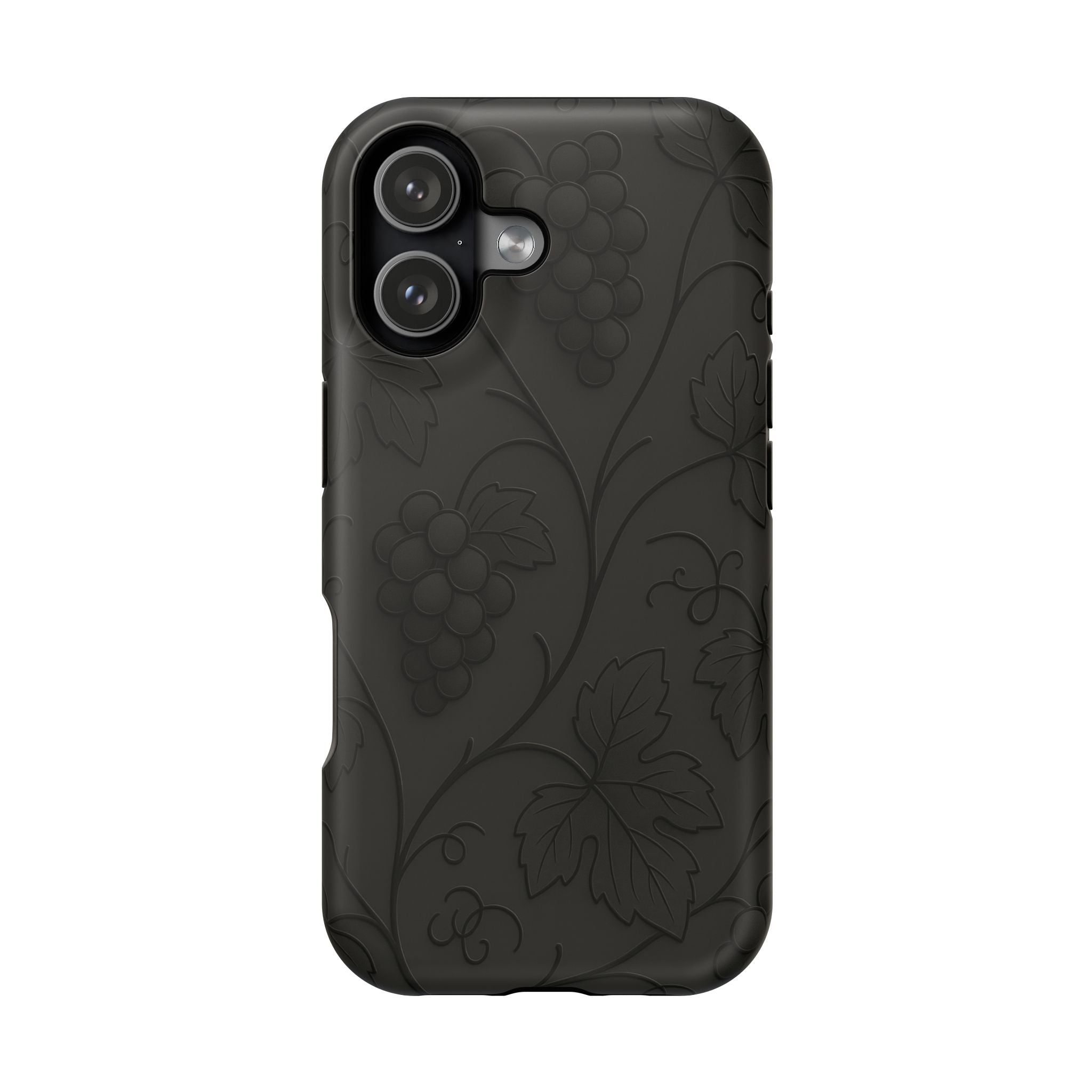Embossed Grape Leaf Phone Case – Elegant Black Design for iPhone & Samsung