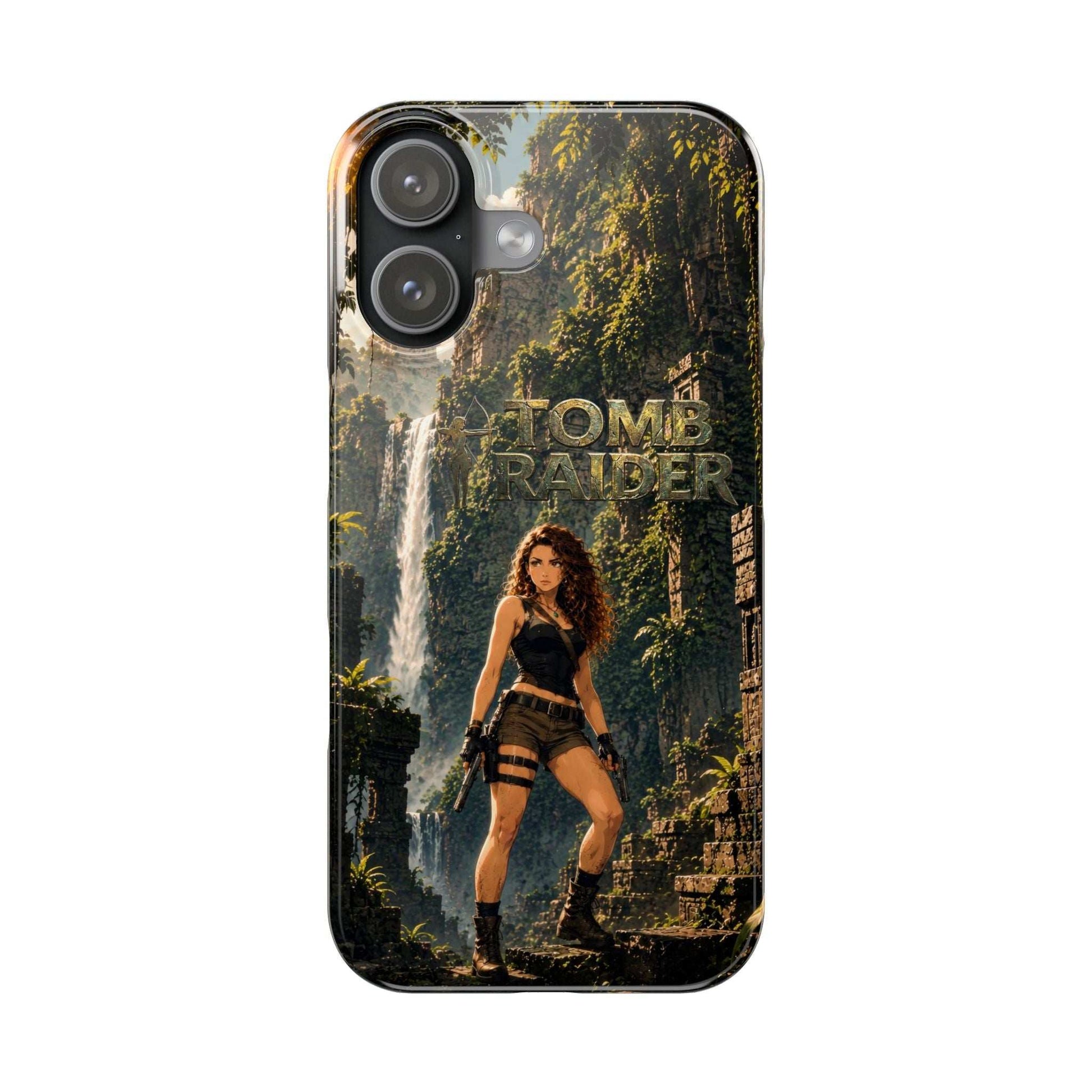 Phone case for iPhone 11–17 with jungle adventurer design and camera cutouts