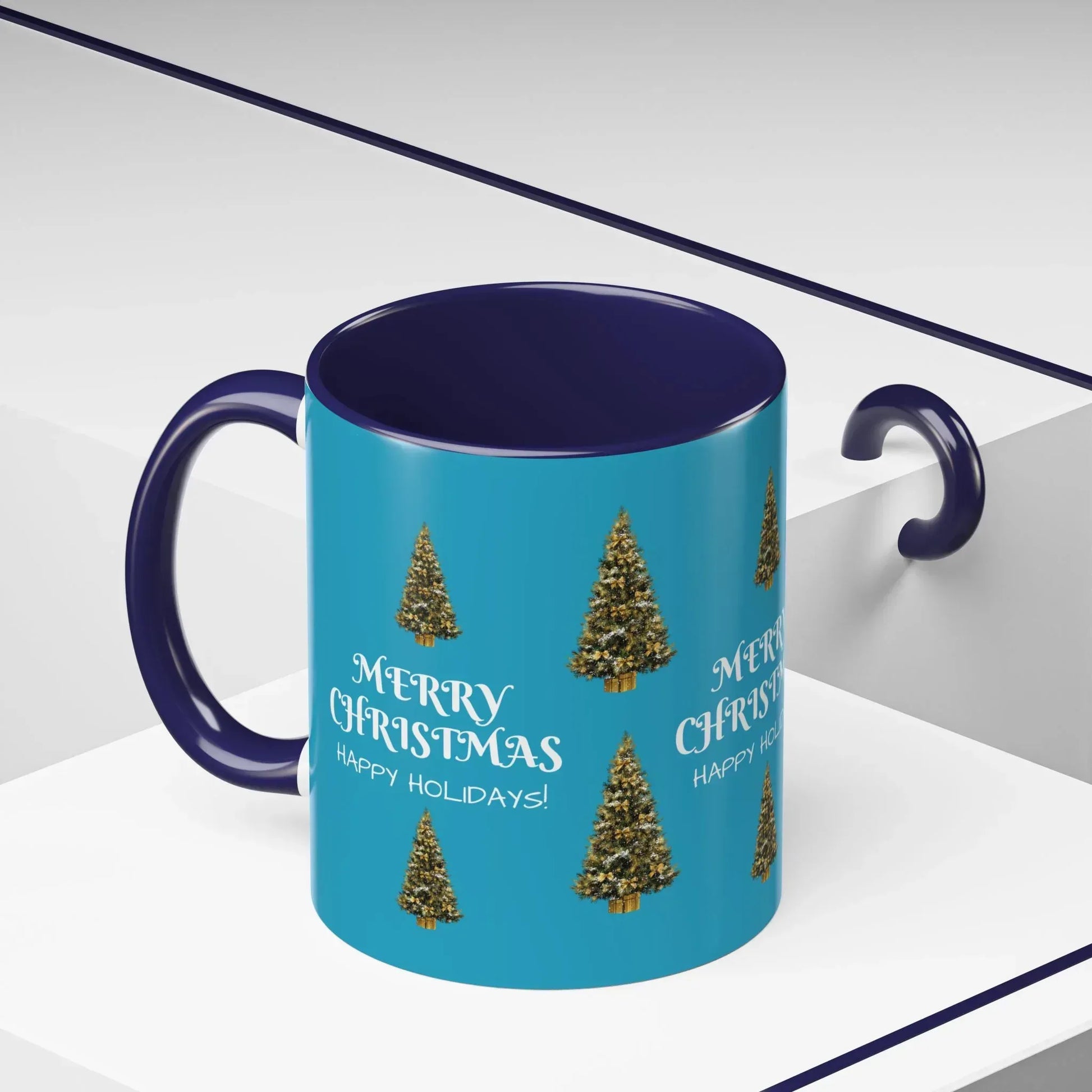 Merry Christmas and Happy Holidays Mug - Accent Coffee Mug (11, 15oz) - KARARMDESIGN