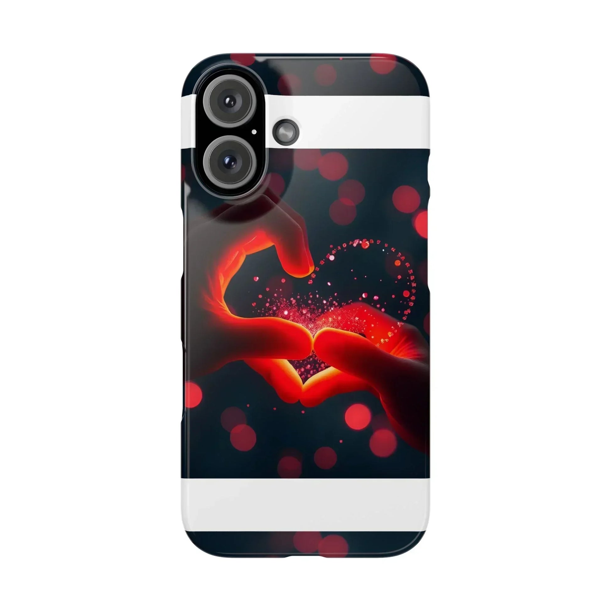 "Heart Hands Glow" Phone Case for iPhone 7 to 16 Series Models - KarArmDesign
