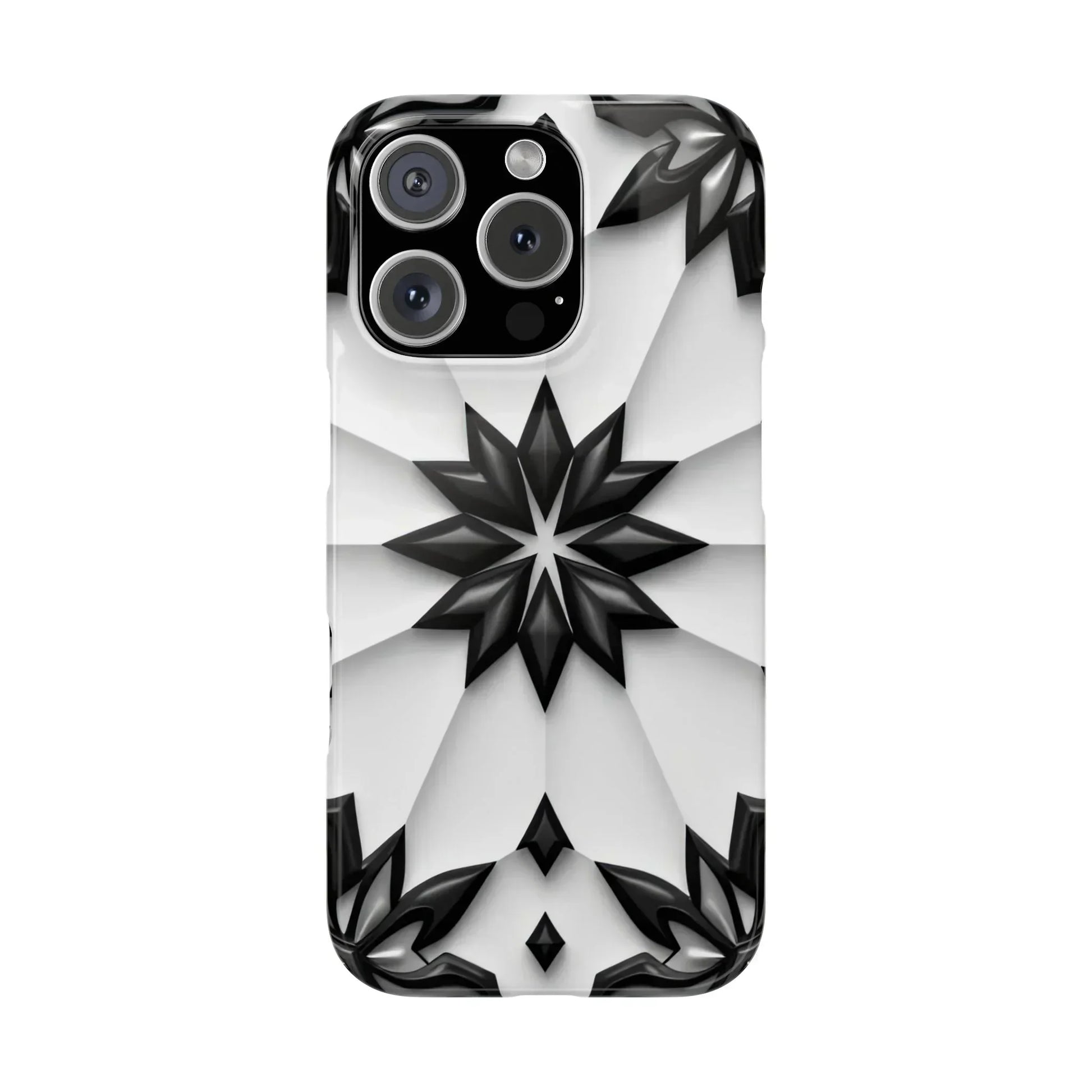 Black and White Geometric Floral Phone Case for iPhone and Samsung Galaxy - KarArmDesign