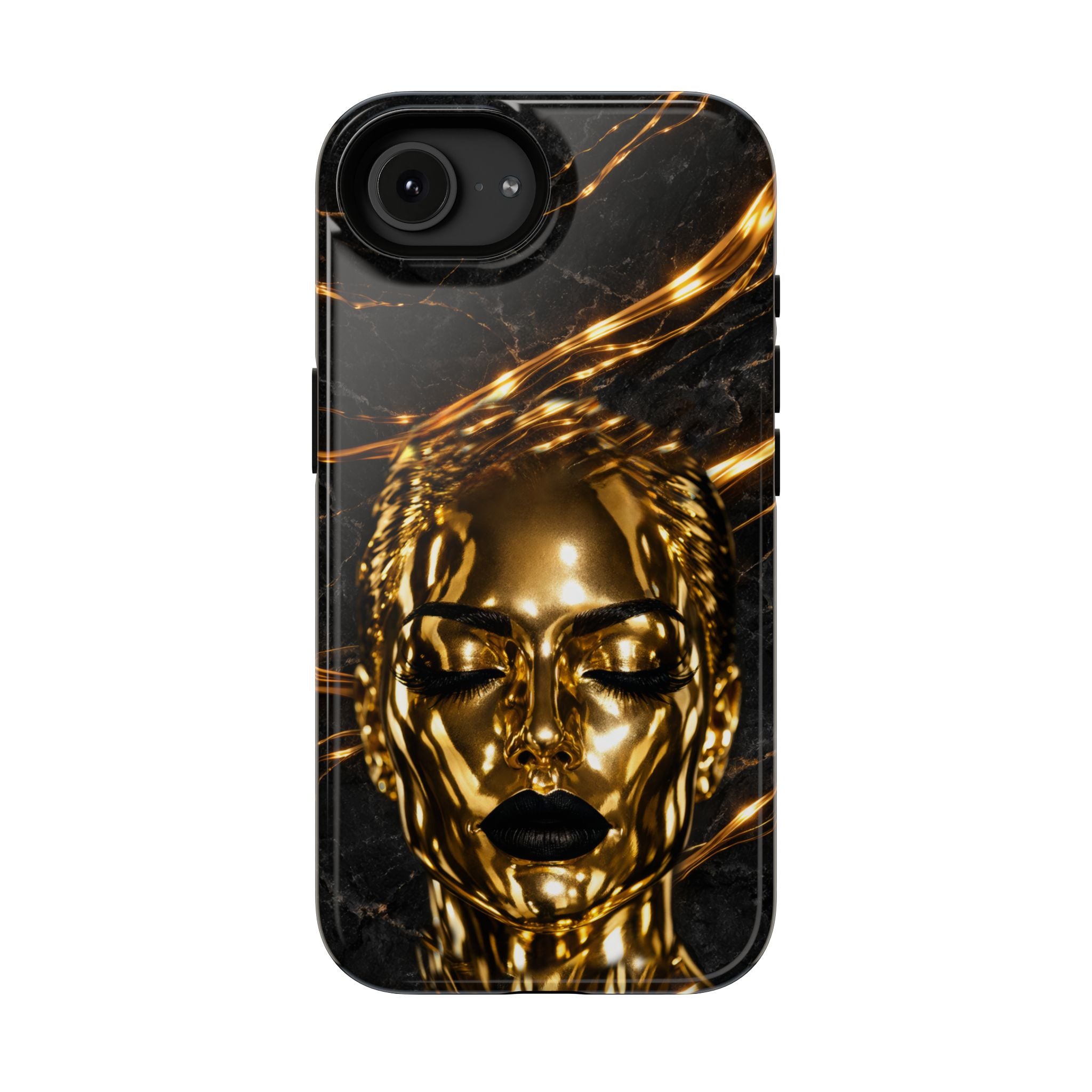 Luxury Gold Portrait Phone Case for iPhone 11-17 and Galaxy S21-S26