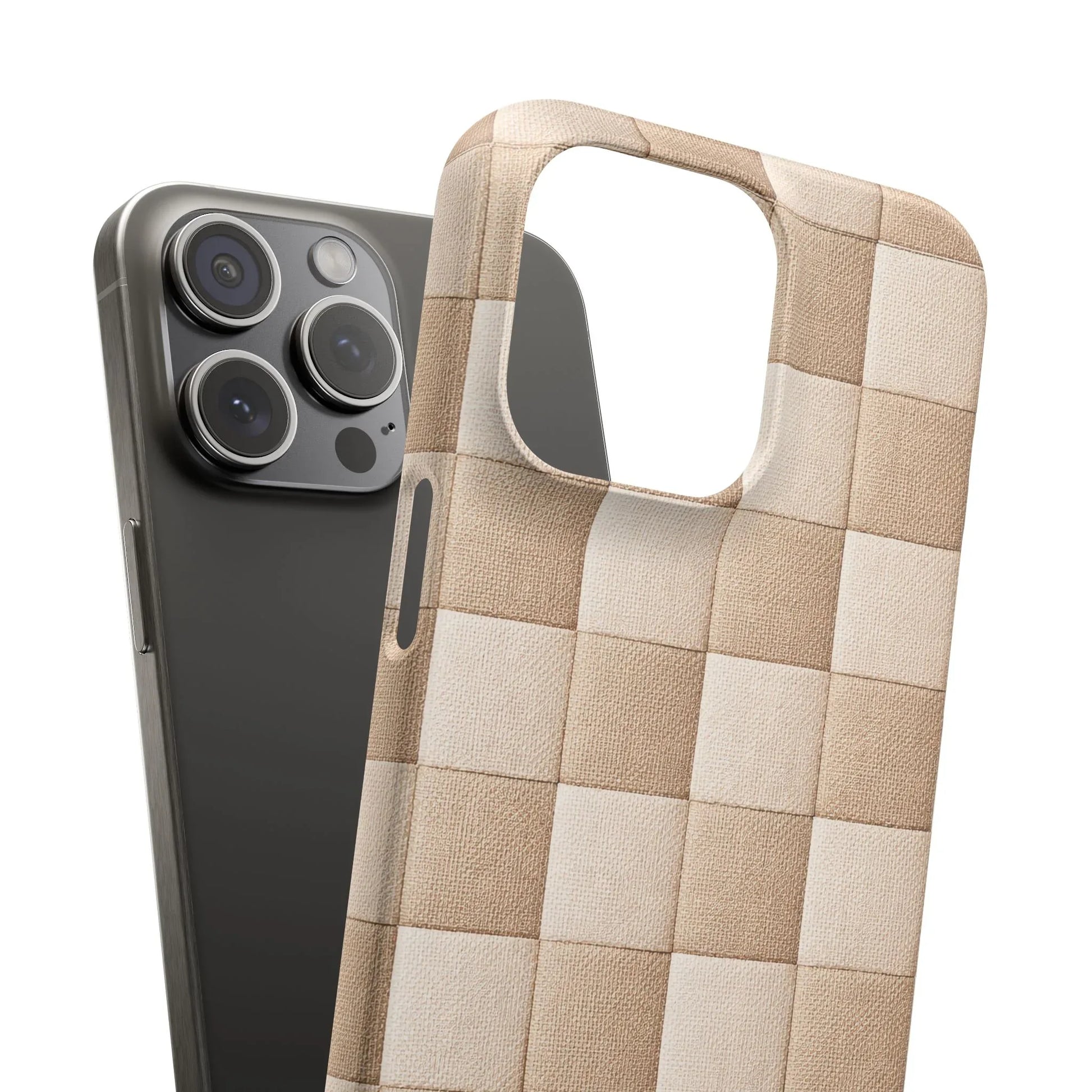 Beige Woven Phone Case for iPhone 11-17 and Galaxy S20-S25 - KARARMDESIGN