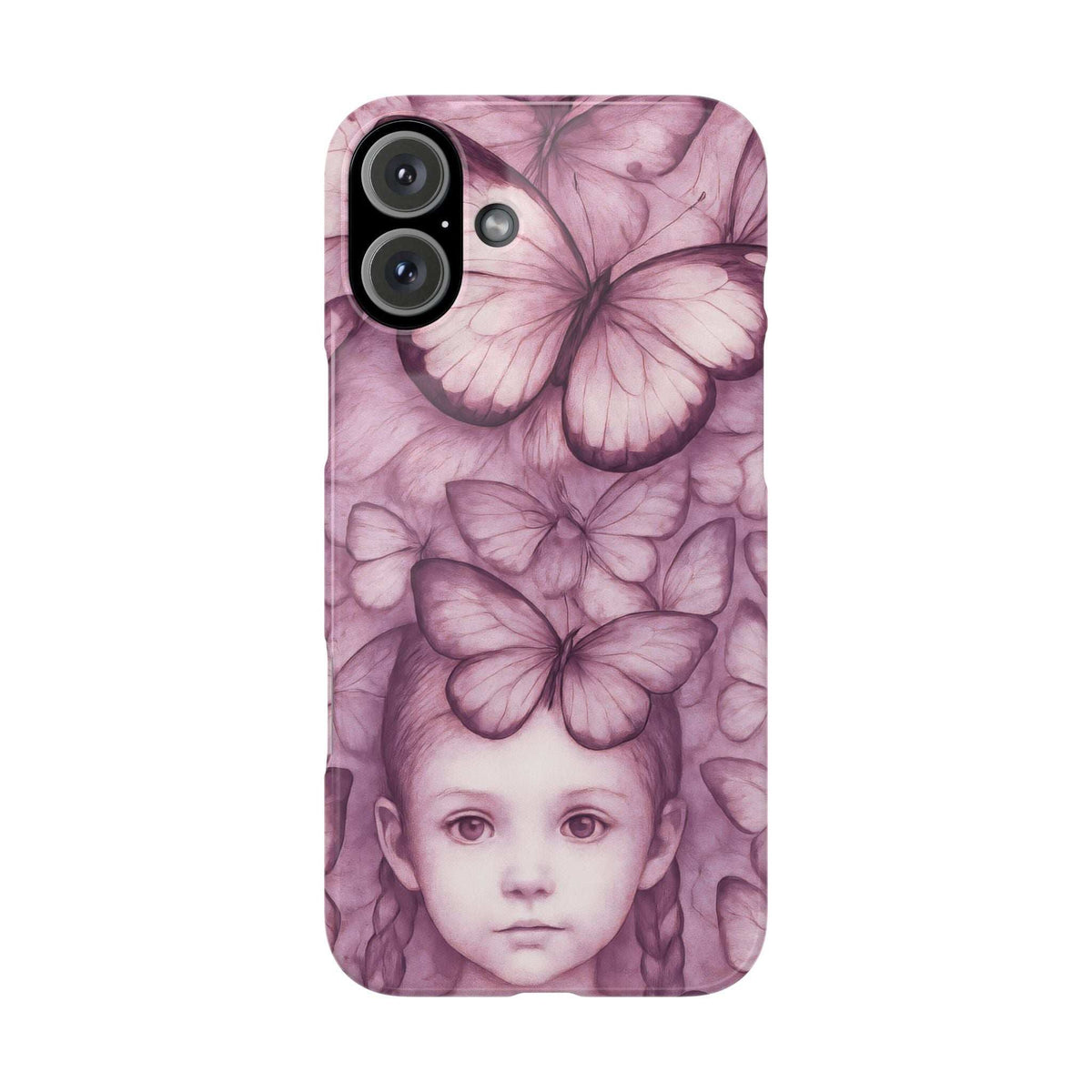 Purple butterfly girl phone case back cover with camera cutouts