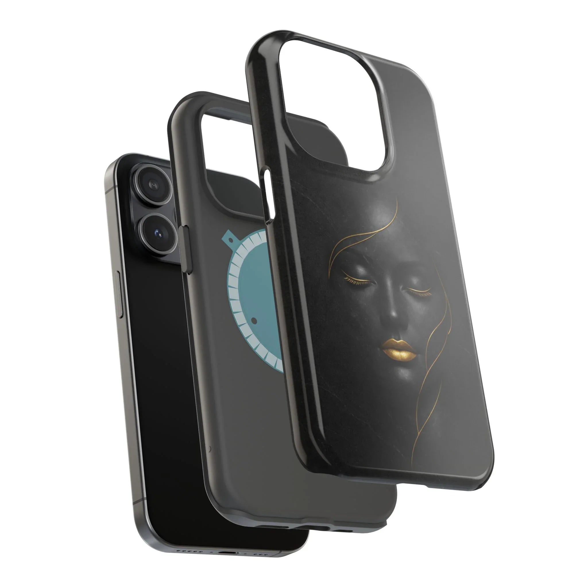 Black Gold Face Phone Case for iPhone 13-17 - KARARMDESIGN