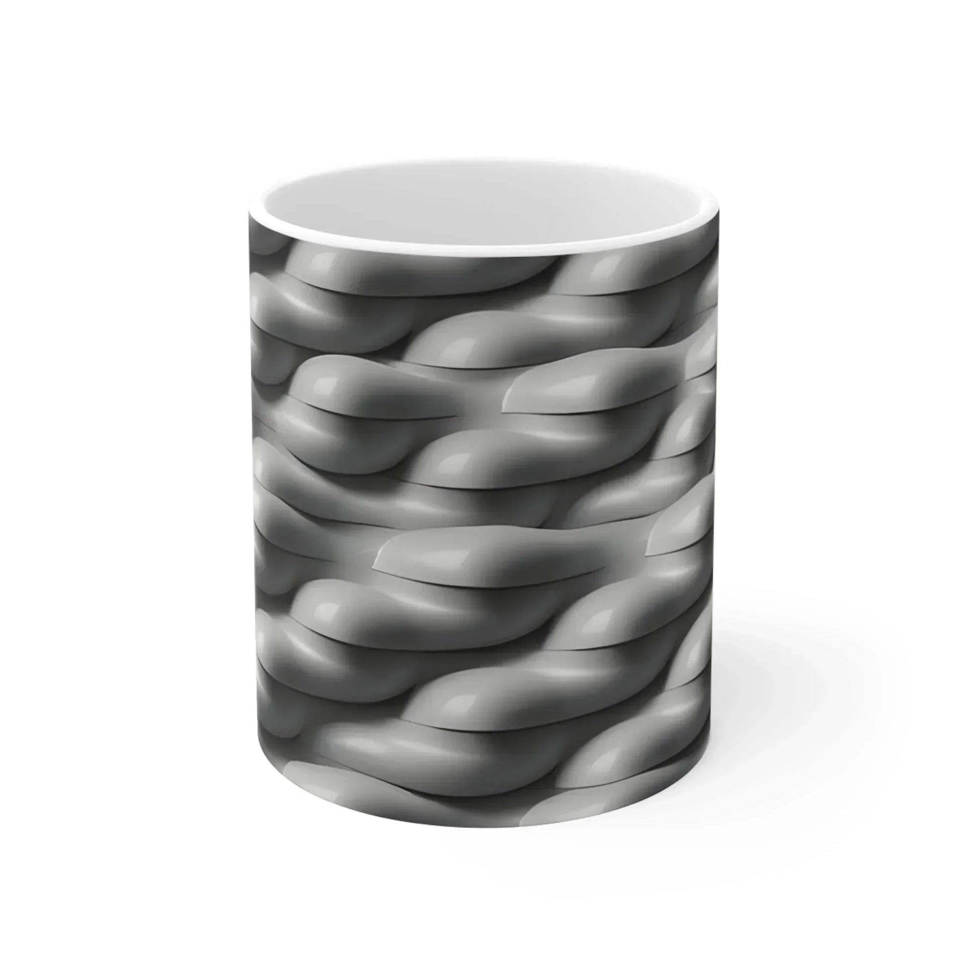 Braided Stoneware Elegance – Textured Gray Mug - 11oz - KarArmDesign