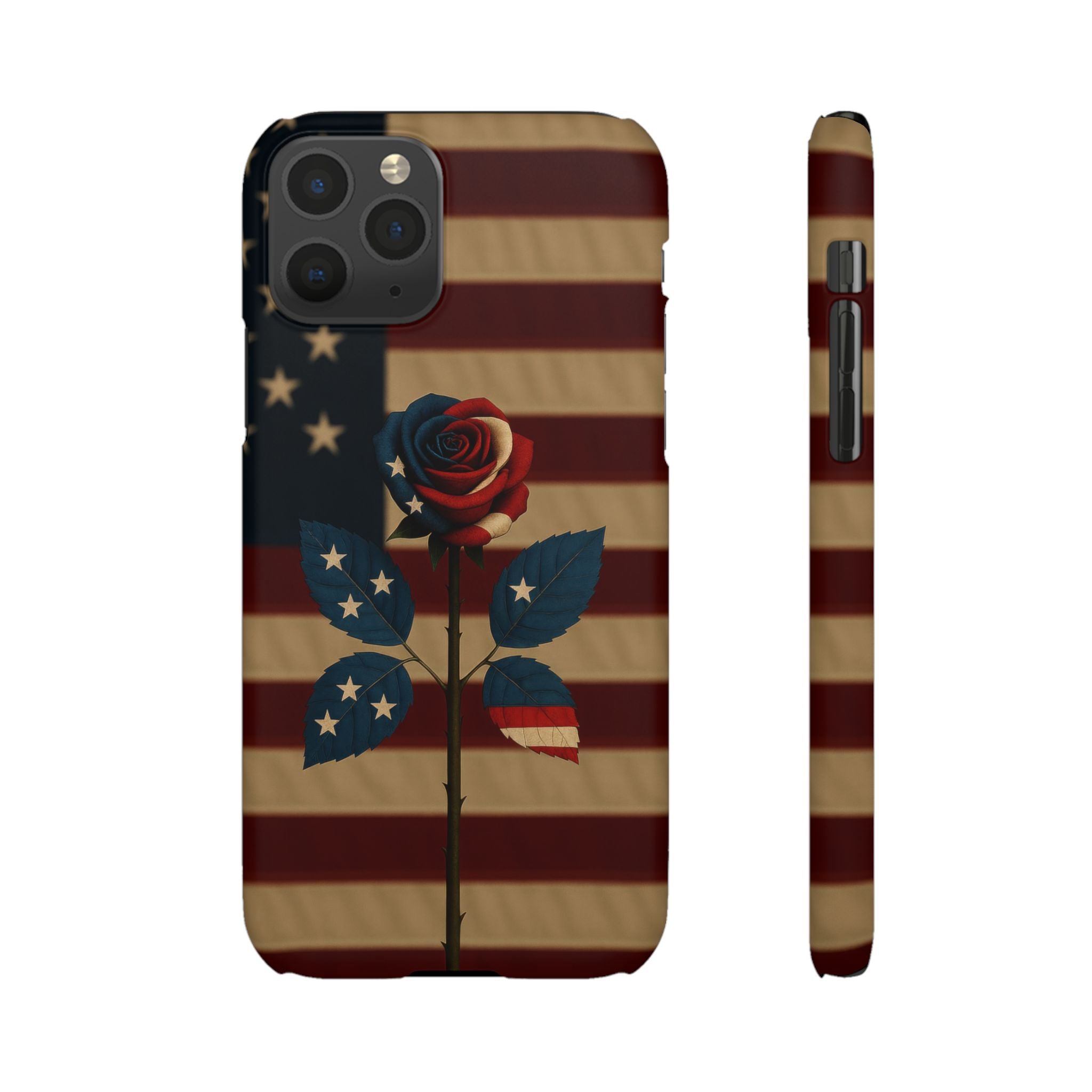 American Rose Flag Phone Case for iPhone 8-17 and Galaxy S20-S26