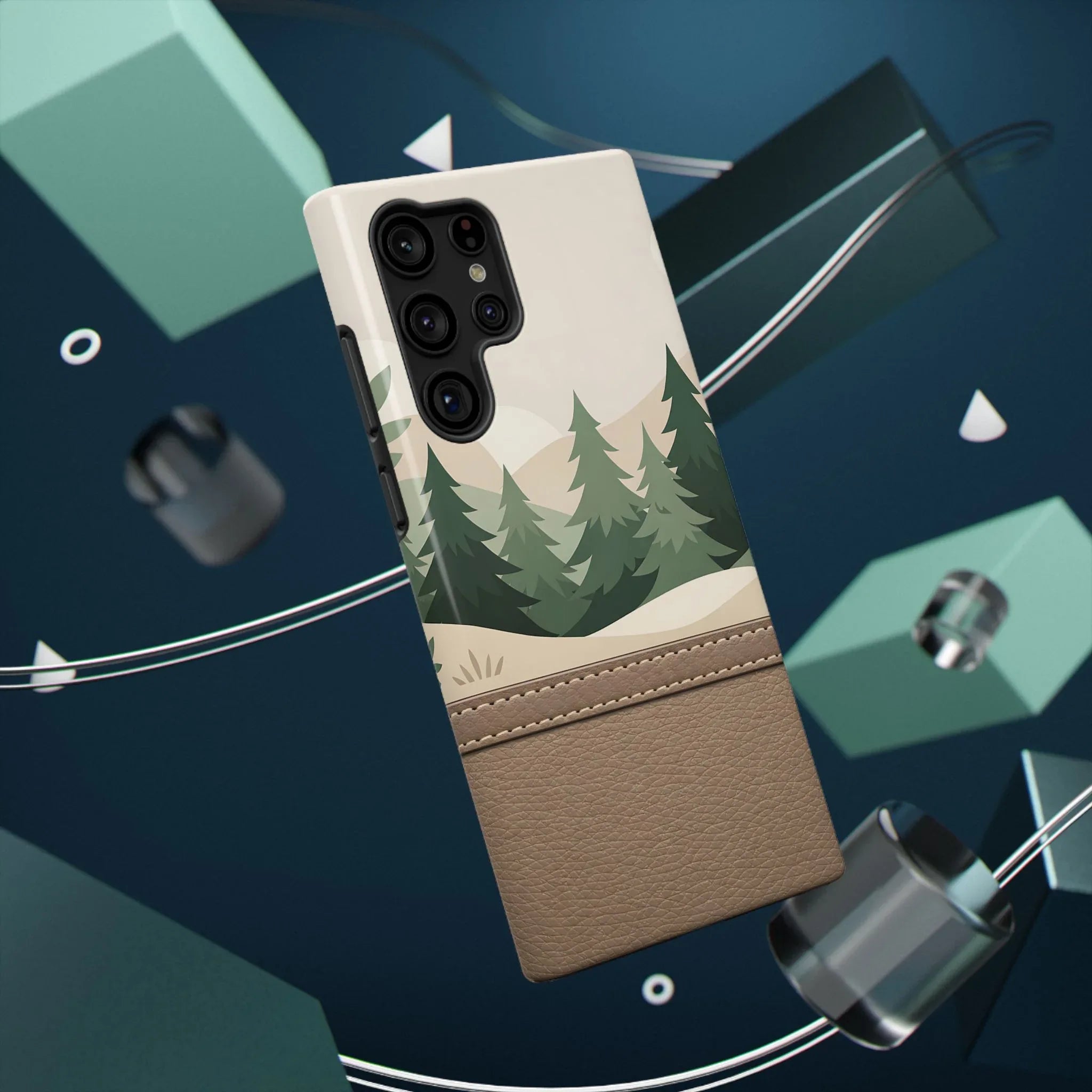 Forest Leather Phone Case for iPhone 11-17 and Galaxy S21-S25 - KARARMDESIGN