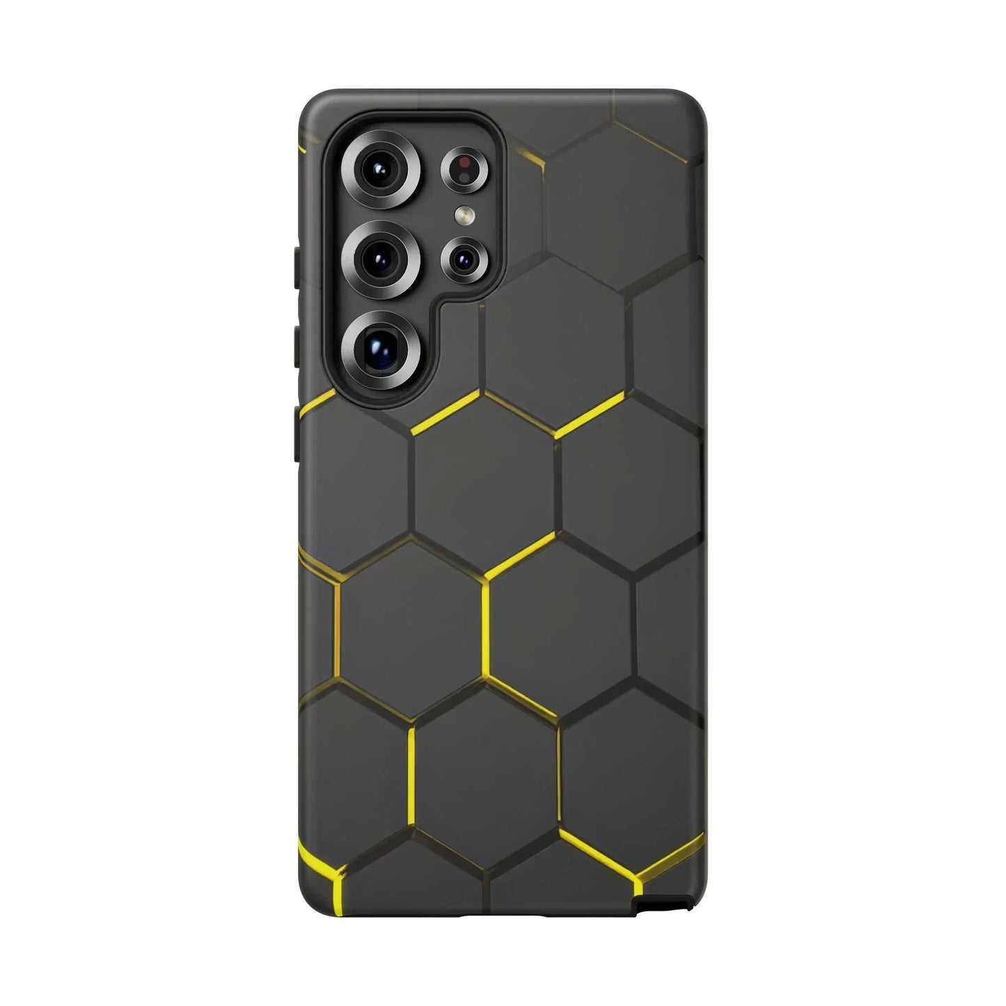 Black and Yellow Hexagon Geometric Tough Phone Case for Galaxy and Pixel - KarArmDesign