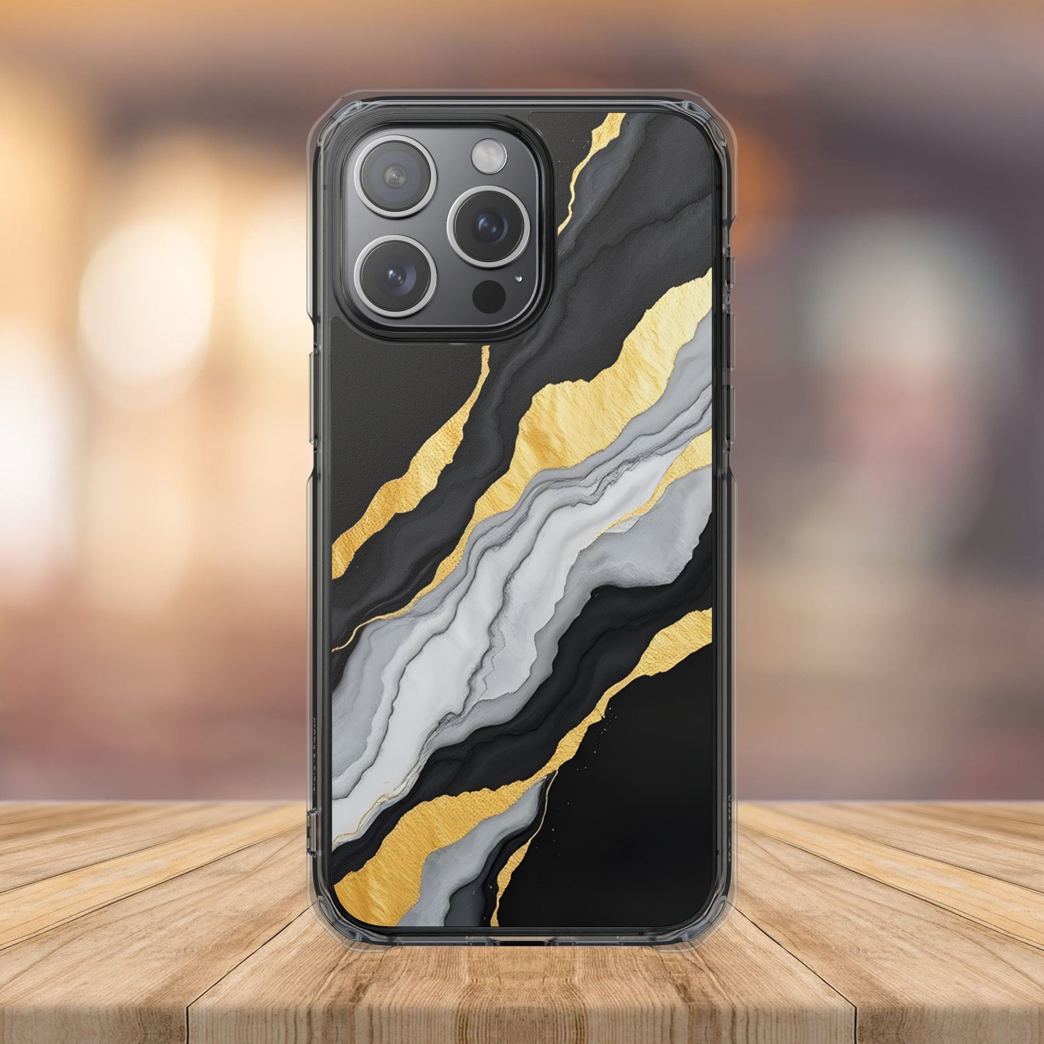 Luxury Black and Gold Marble Magnetic Phone Case for iPhone 14-17